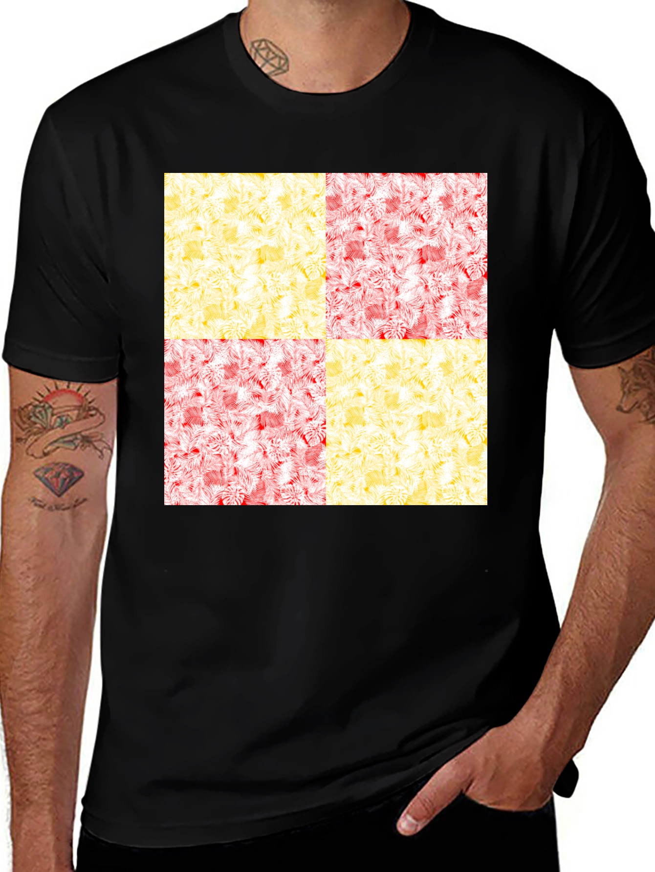 Variant 17 of Modern Checkerboard Graphic Print Crew Neck T-Shirt