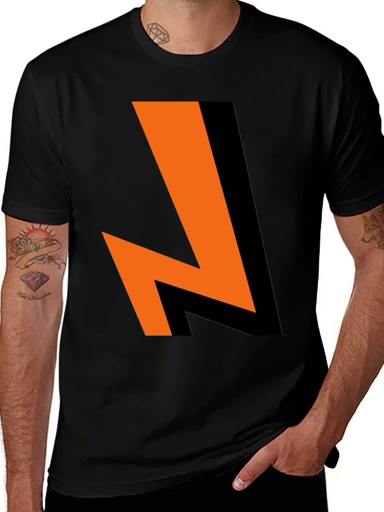 Variant 28 of Bold Lightning Bolt Graphic Tee - Black Cotton Blend