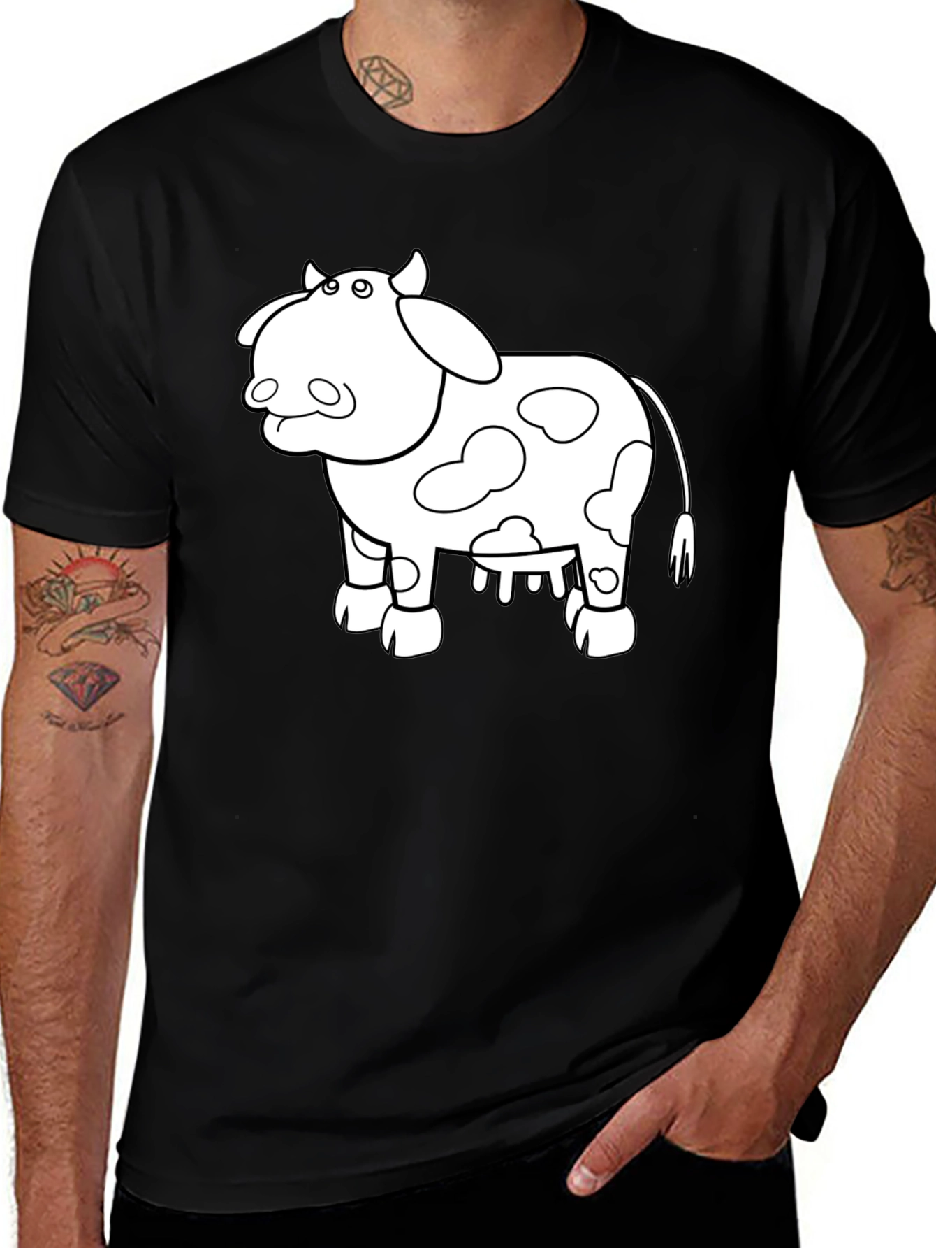 Variant 14 of Funny Cow Graphic Black T-Shirt