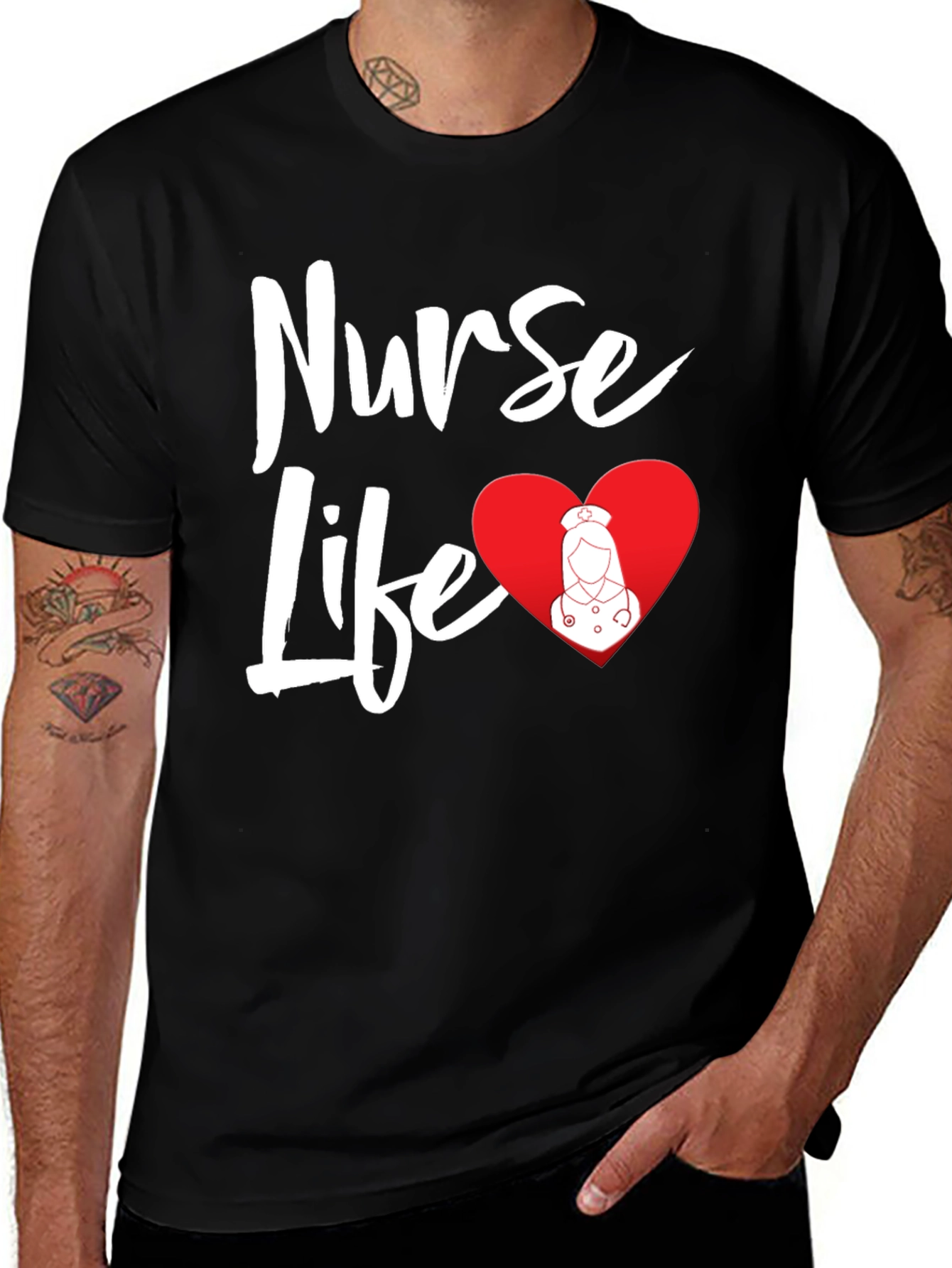 Variant 10 of Nurse Life T-Shirt Black Cotton Tee