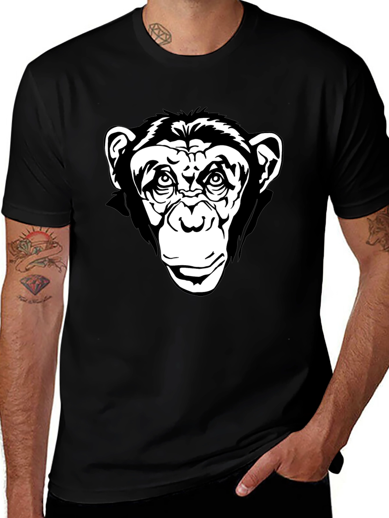 Variant 22 of Black T-Shirt with Chimpanzee Graphic