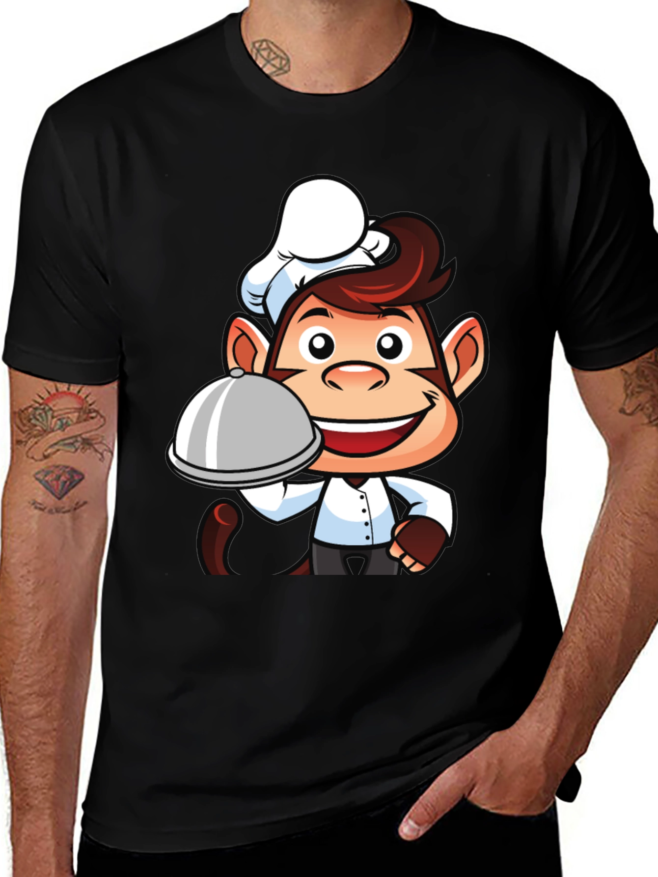 Variant 26 of Chef Monkey Graphic Tee - Black T-Shirt