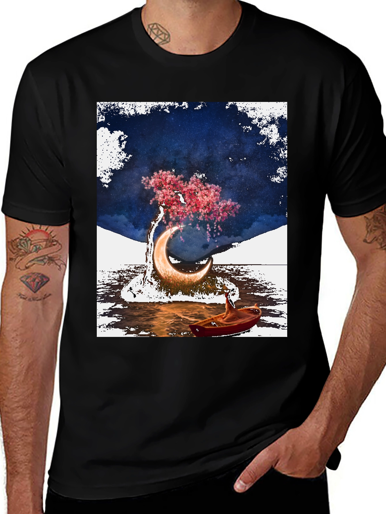 Variant 3 of Dreamscape Graphic Tee - Lunar Boat Ride