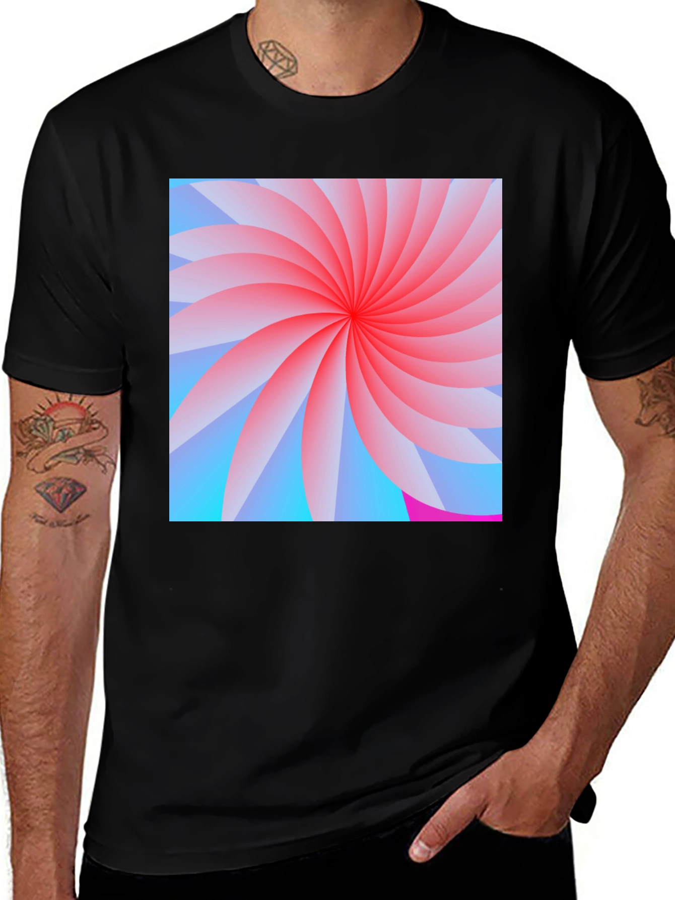 Variant 22 of Abstract Swirl Graphic Black T-Shirt