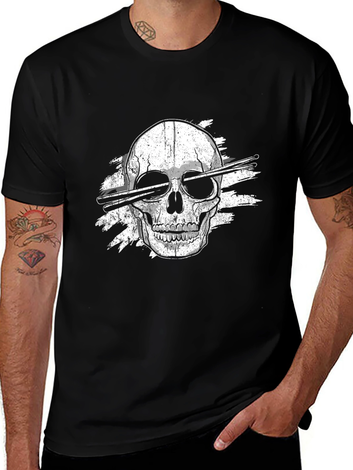 Variant 14 of Skull Drummer T-Shirt - Rock & Roll Tee