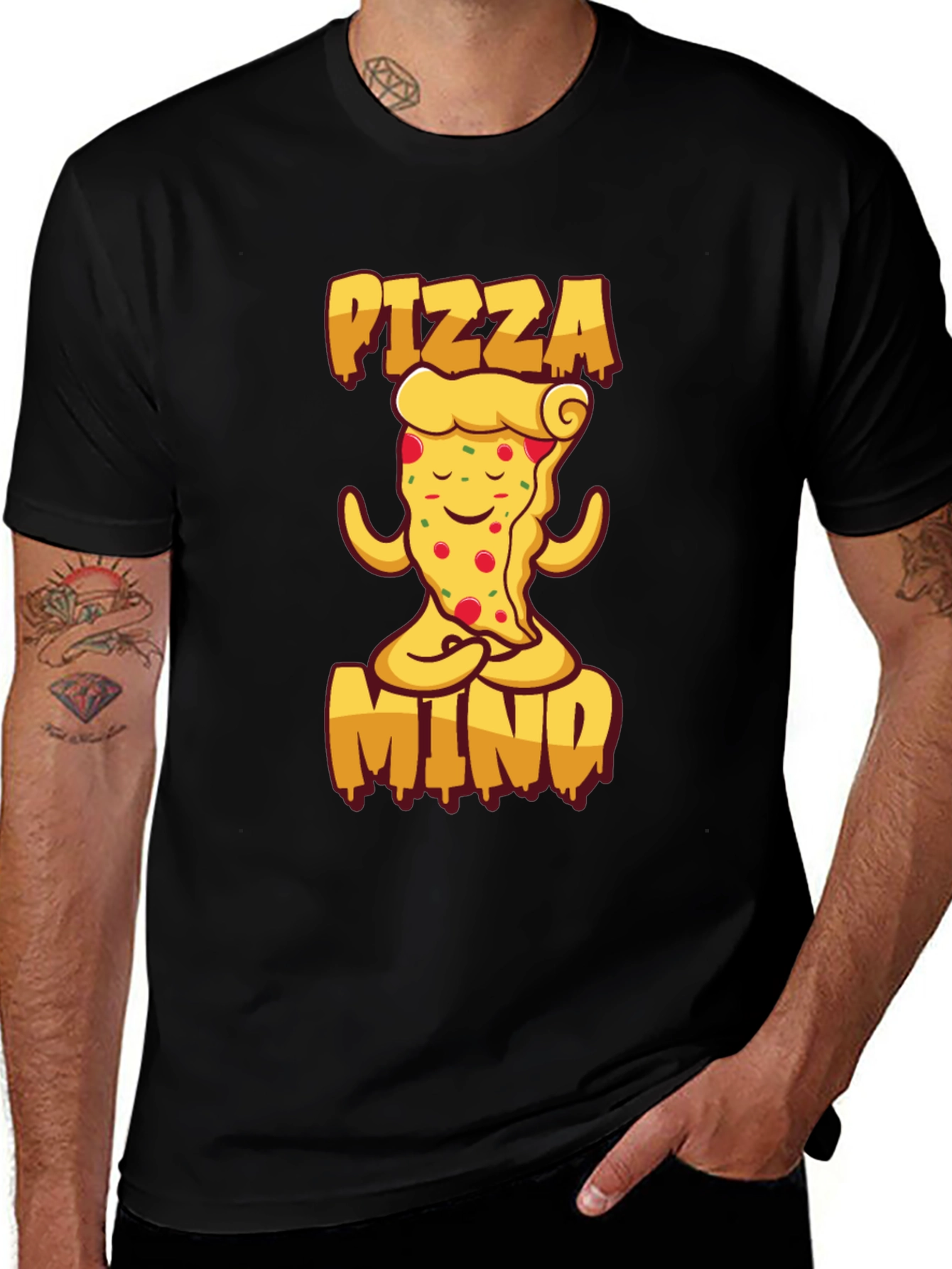 Variant 23 of Pizza Mind Black T-Shirt for Men