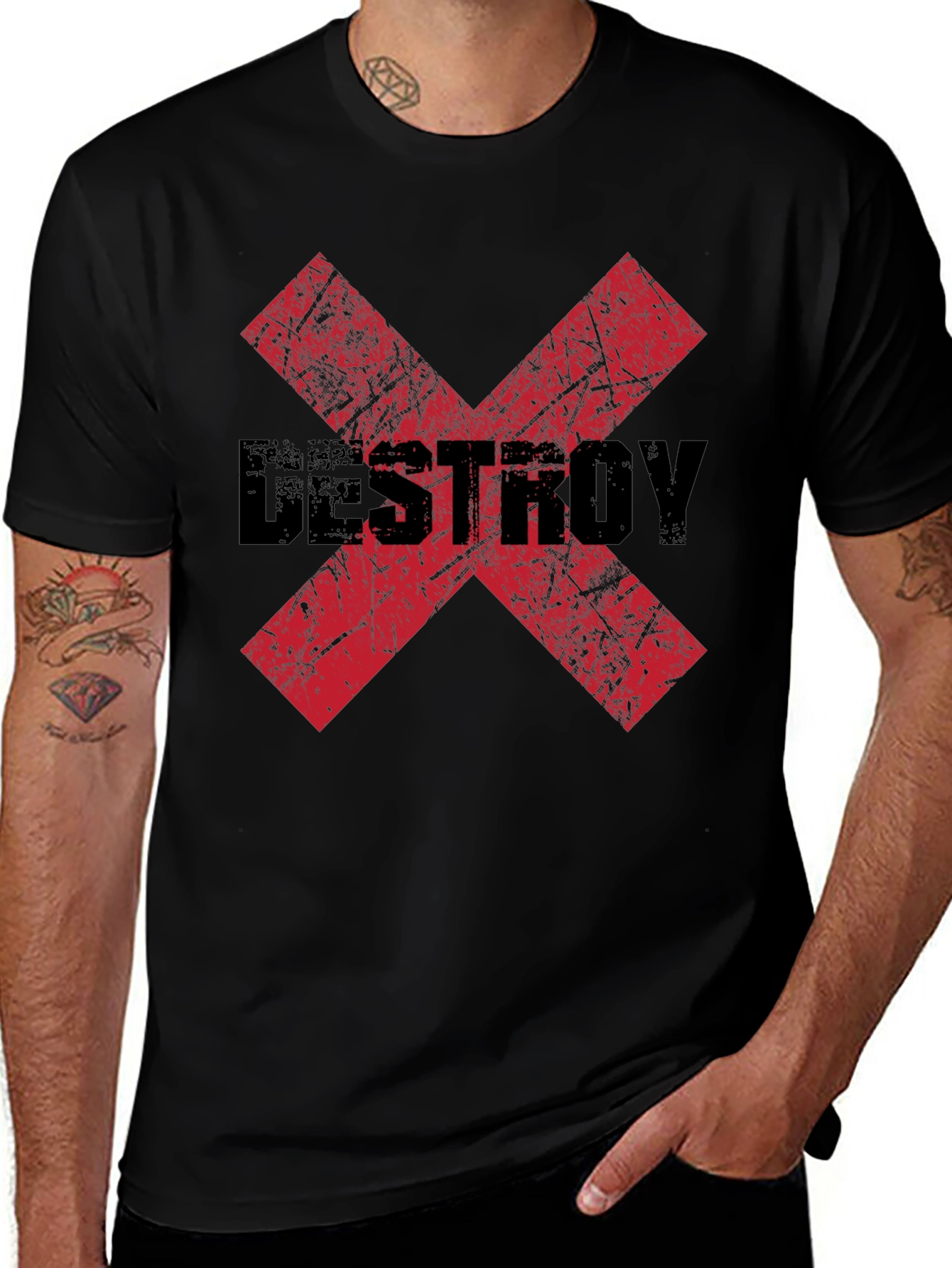 Variant 30 of Destroy X Graphic Black T-Shirt
