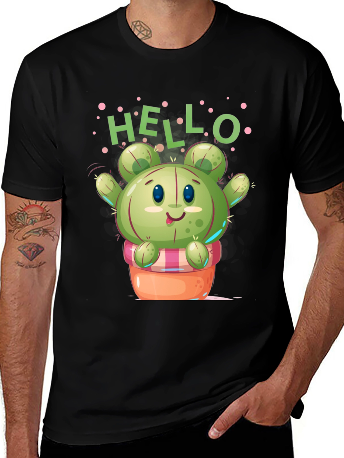 Variant 4 of Cute Cactus T-Shirt - 'Hello' Design