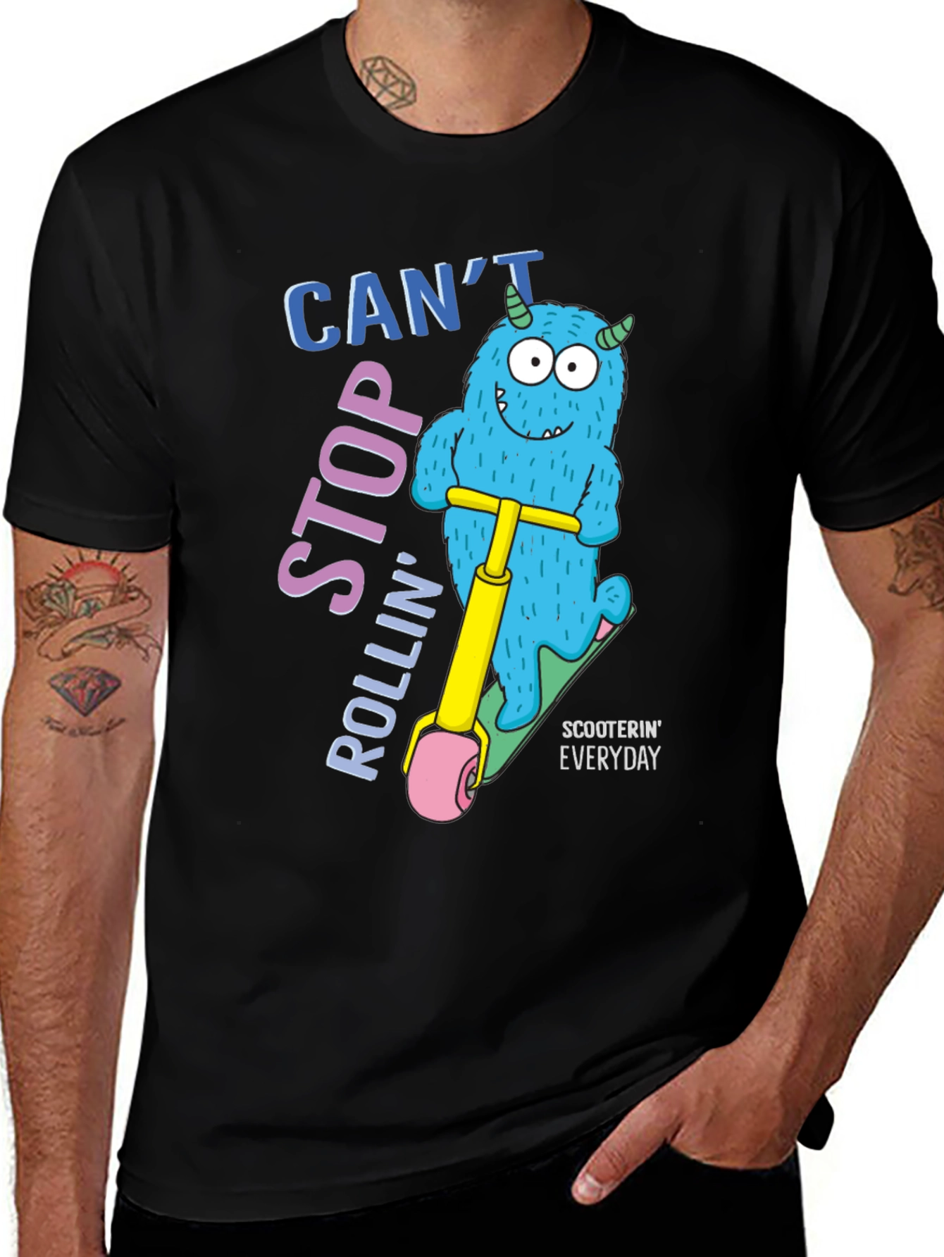 Variant 18 of Cartoon Monster Scooter T-Shirt - Can't Stop Rollin'