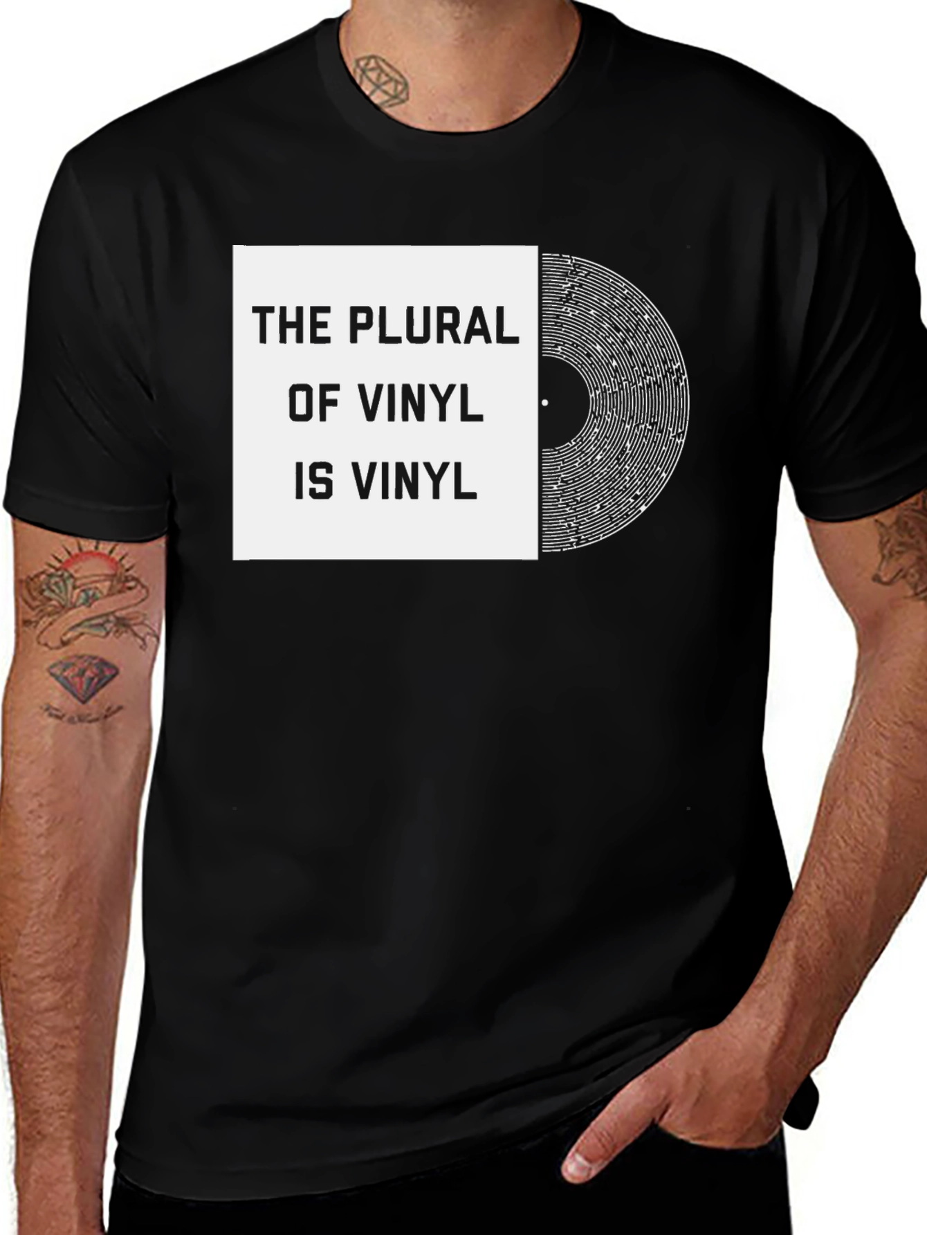 Variant 30 of Vinyl Lover T-Shirt - The Plural of Vinyl is Vinyl