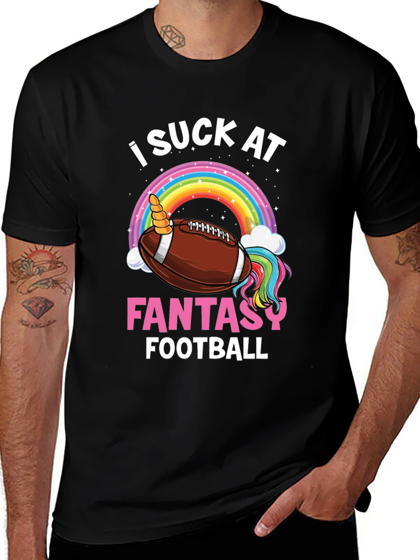 Black Funny Unicorn Football T-Shirt main image