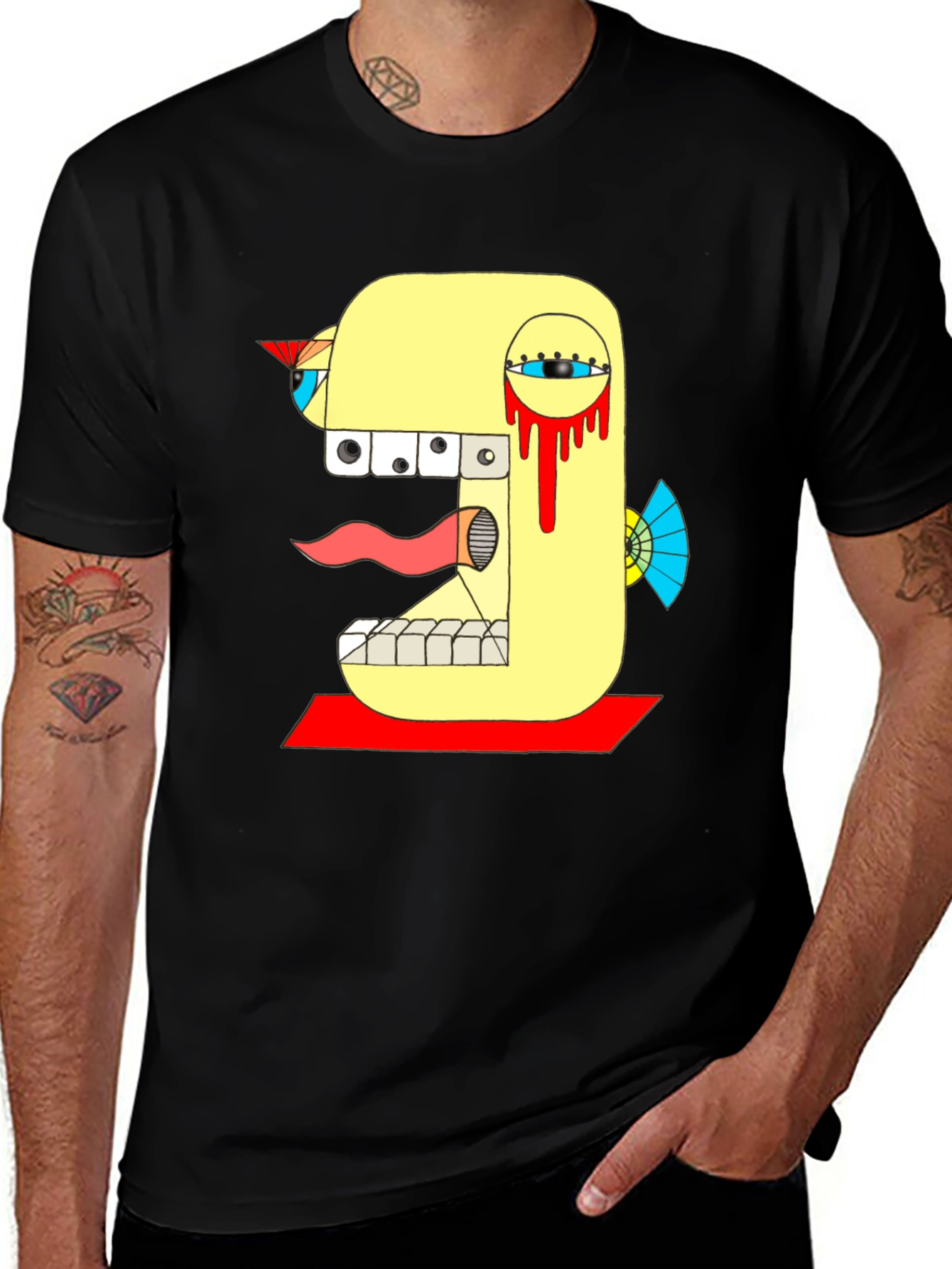 Variant 26 of Abstract Graphic Tee - Bold Design, Black T-Shirt