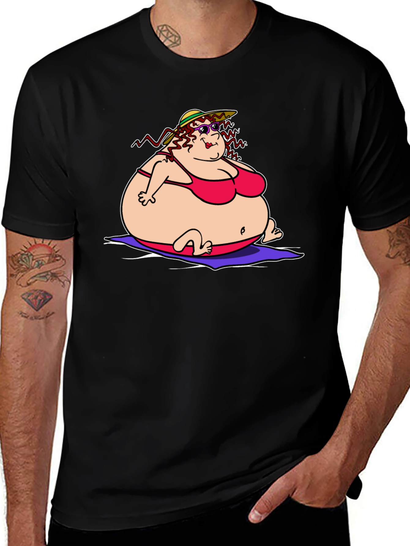 Variant 13 of Cartoon Lady Beach T-Shirt