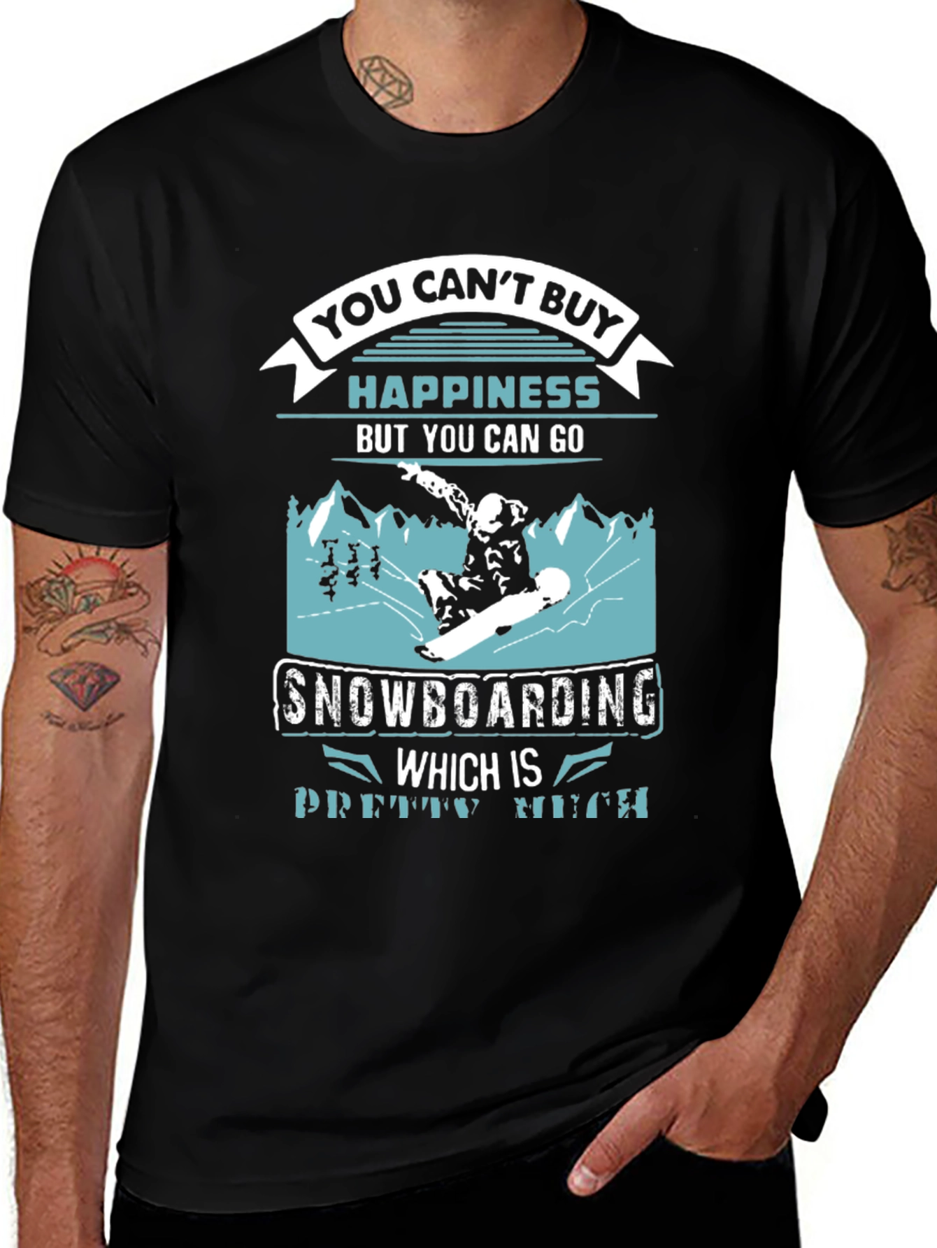 Variant 21 of Snowboarding Happiness Graphic T-Shirt