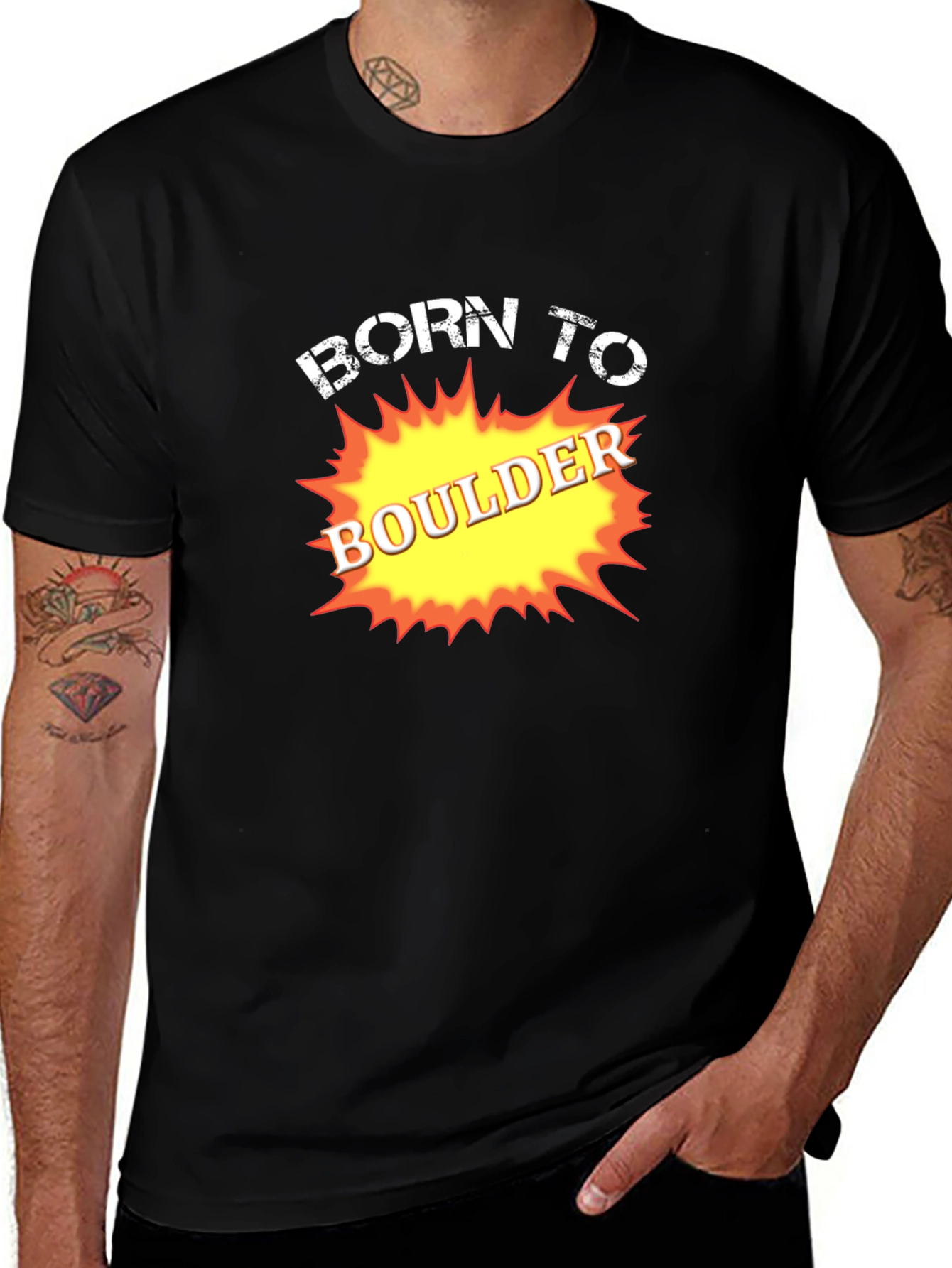 Born To Boulder Graphic Tee - Black Cotton T-Shirt