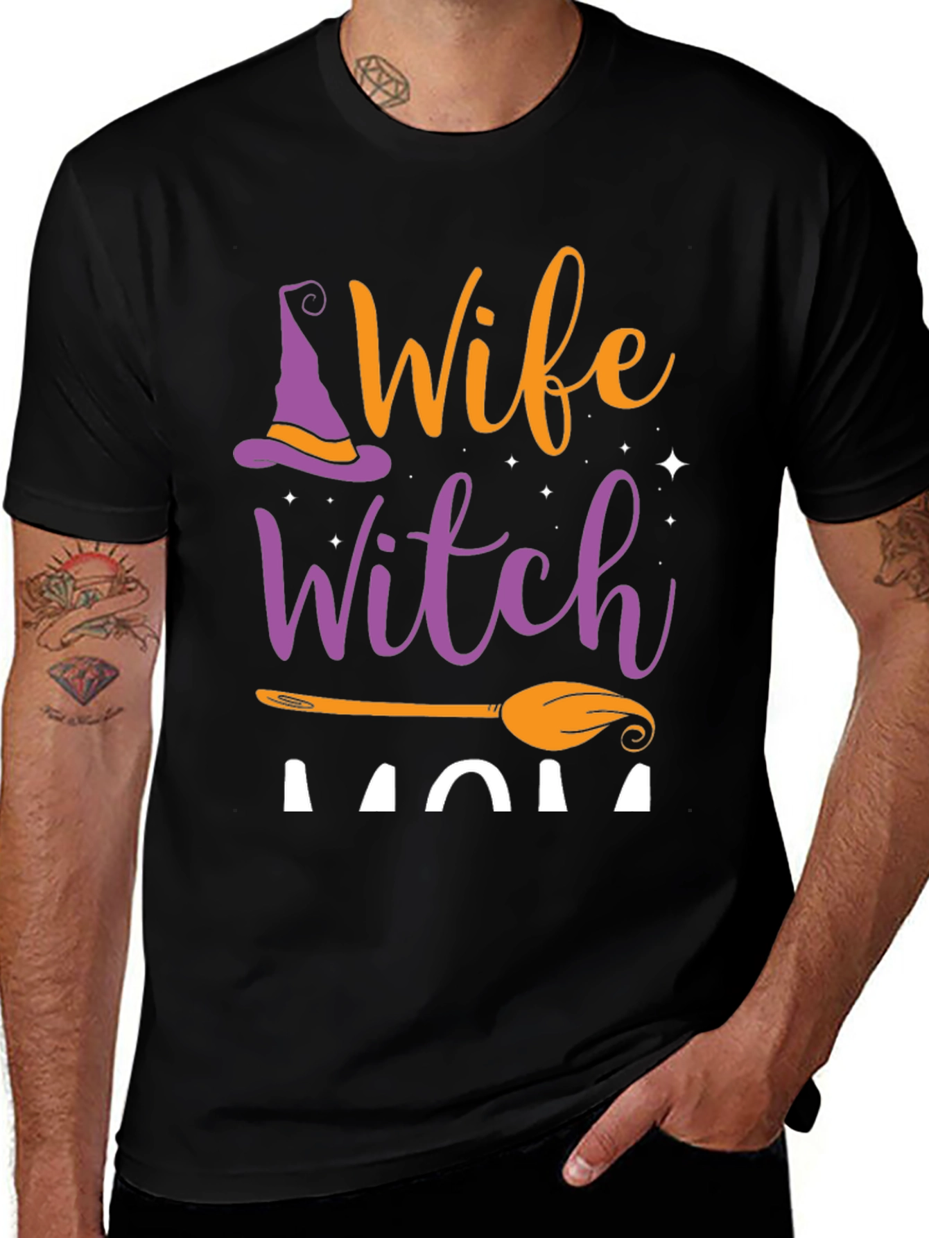 Black Wife Witch Mom Halloween T-Shirt main image