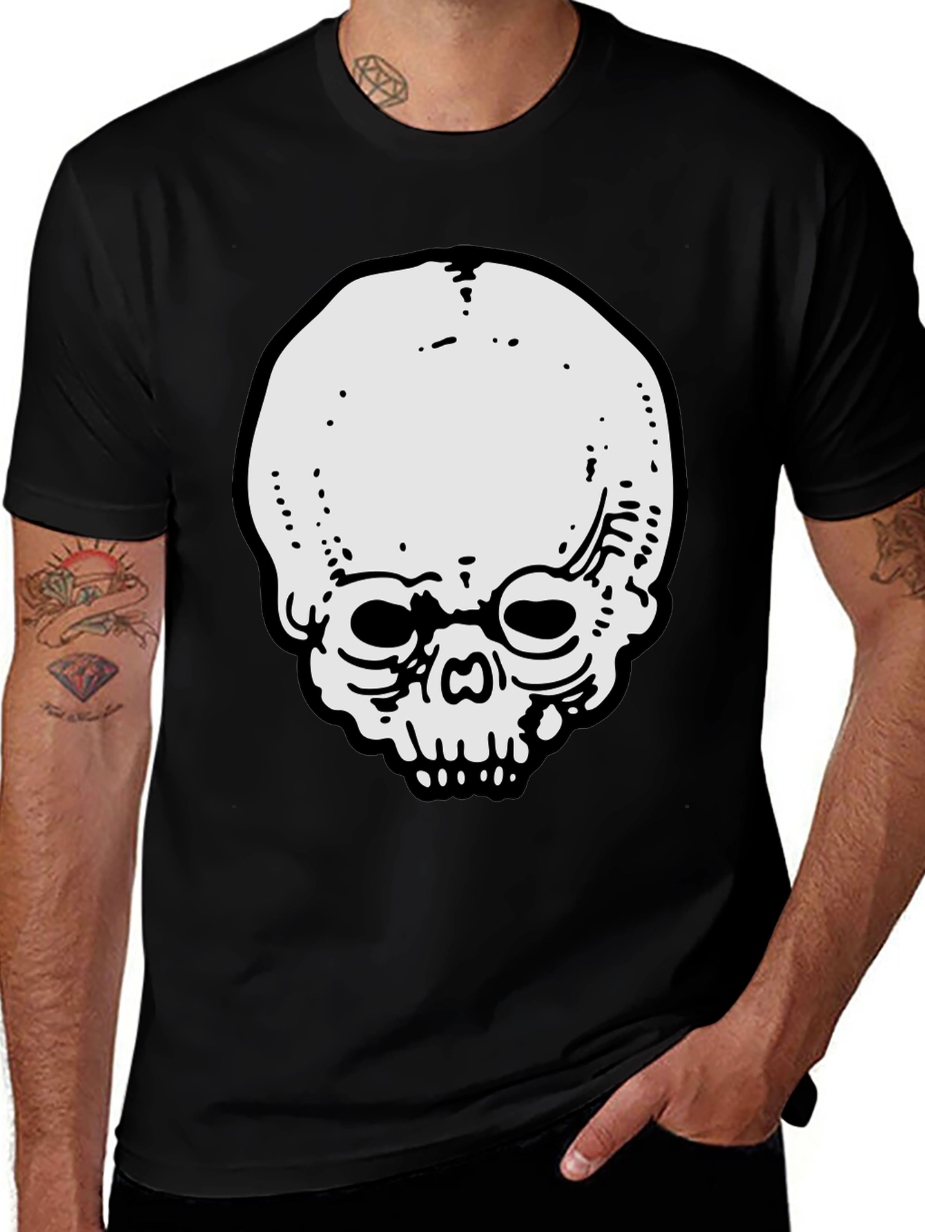 Variant 12 of Skull Graphic Tee - Men's Black T-Shirt