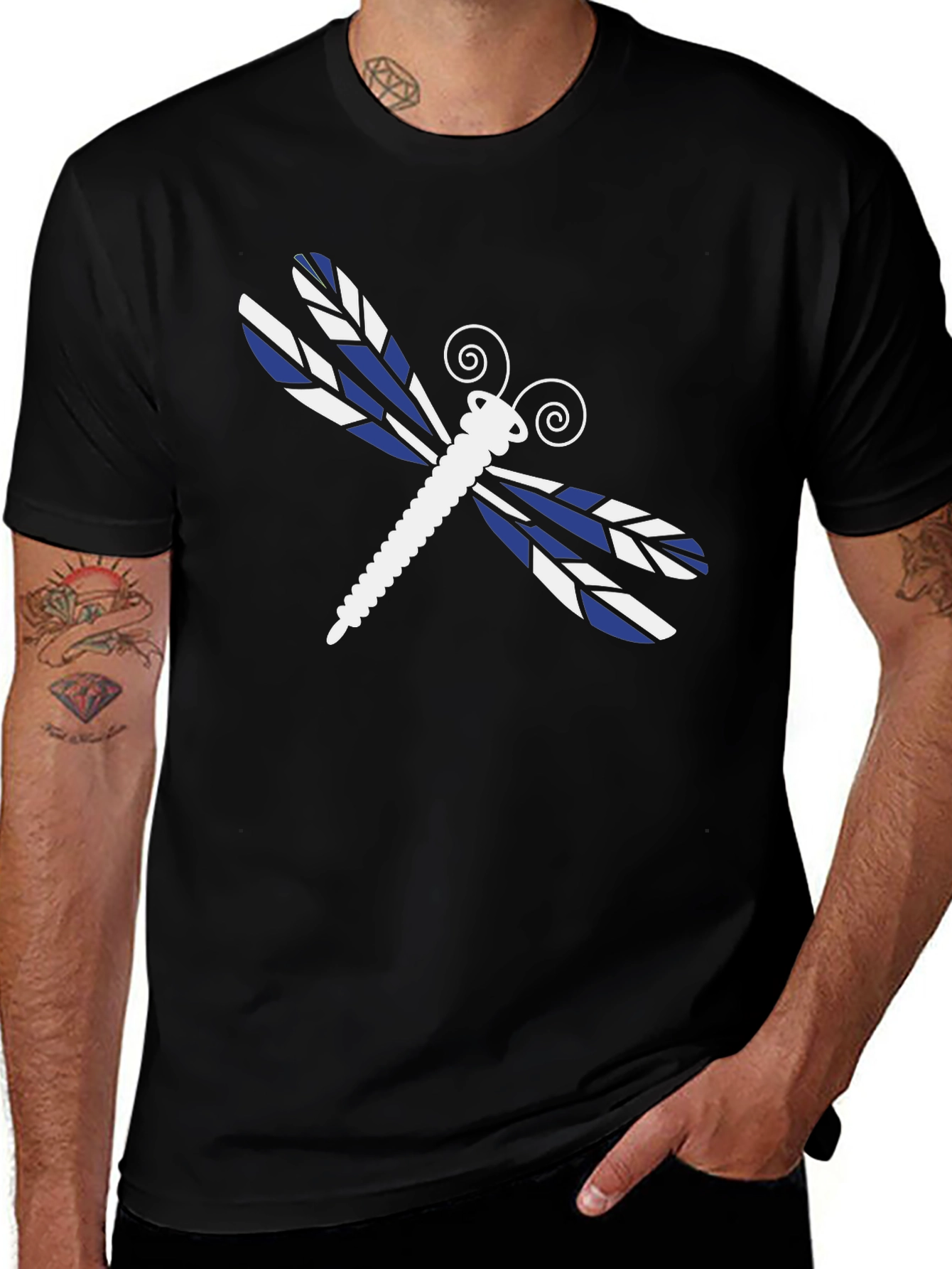 Variant 18 of Dragonfly Graphic Tee - Black Cotton Shirt