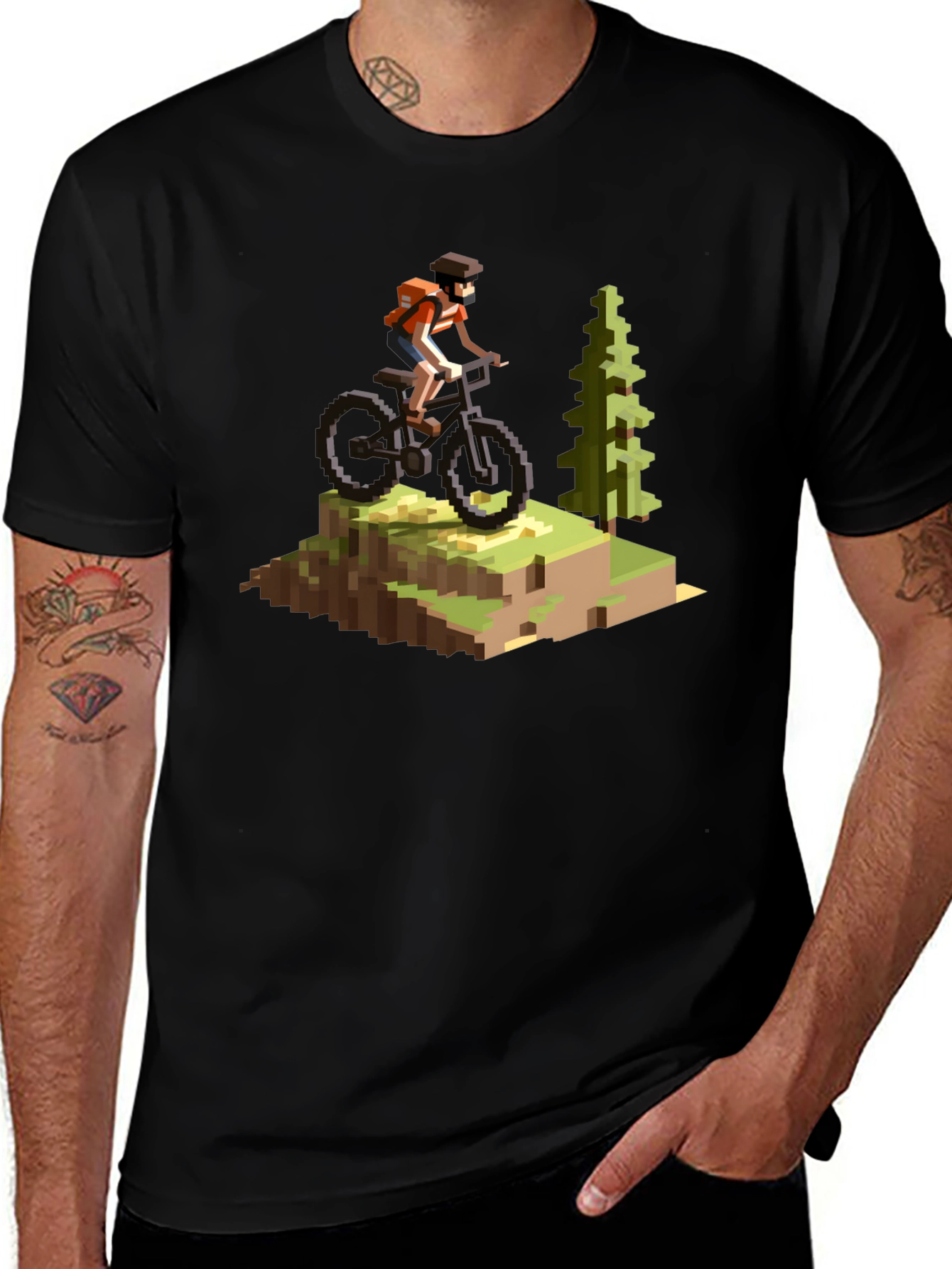 Variant 28 of Pixel Art Mountain Biking T-Shirt