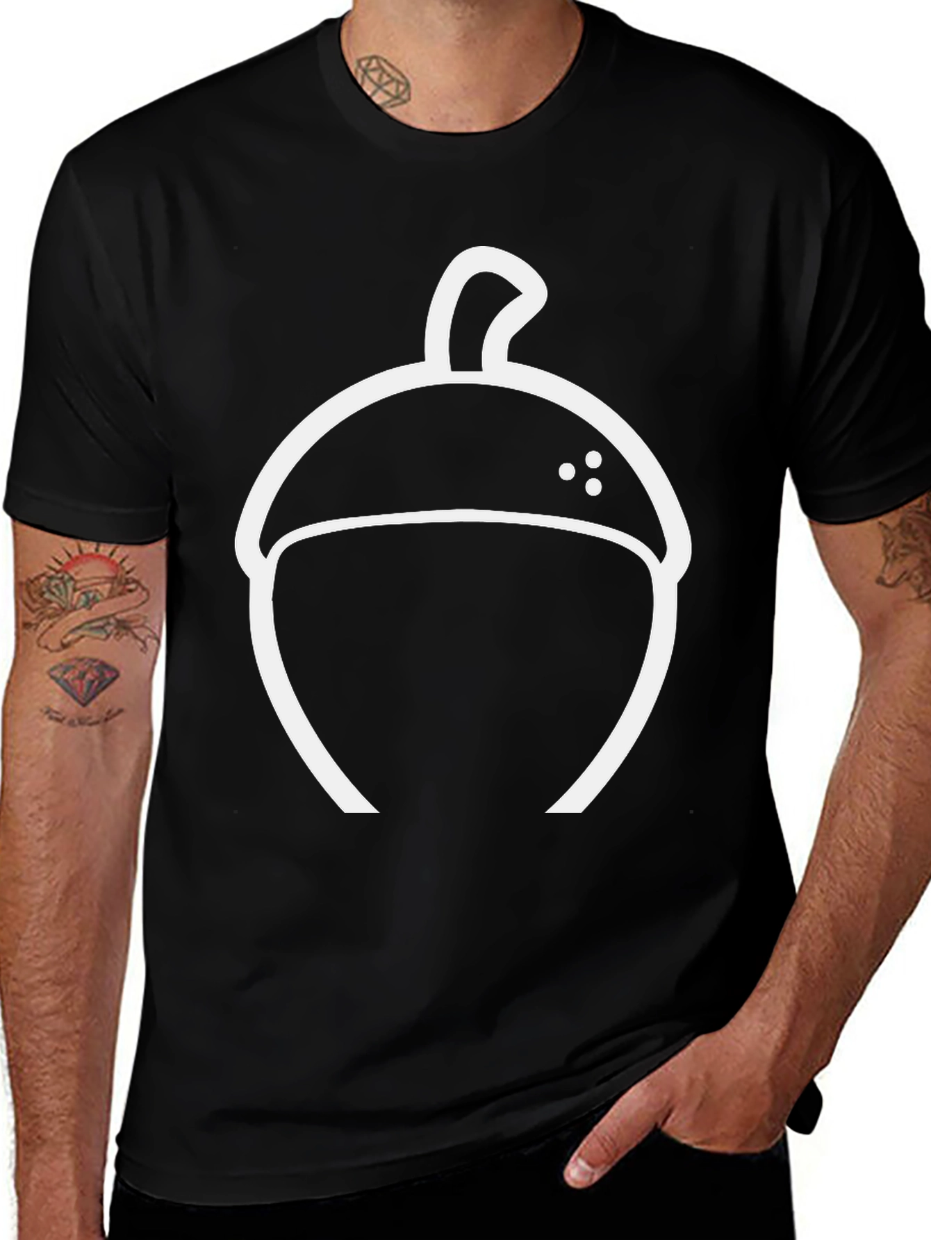 Variant 19 of Acorn Graphic Tee - Black Casual T-Shirt