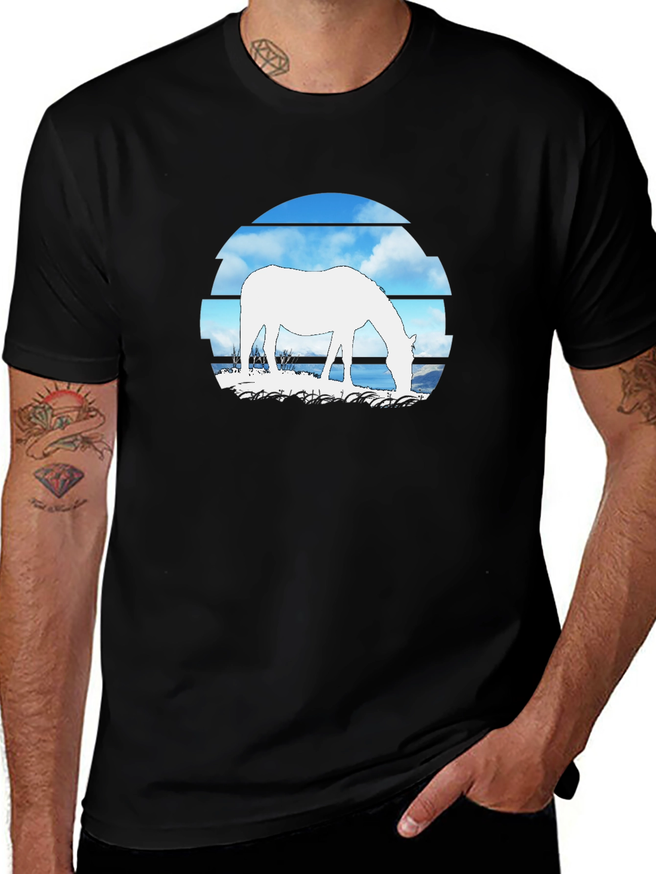 Variant 4 of Horse Silhouette Graphic T-Shirt - Stylish Black Tee