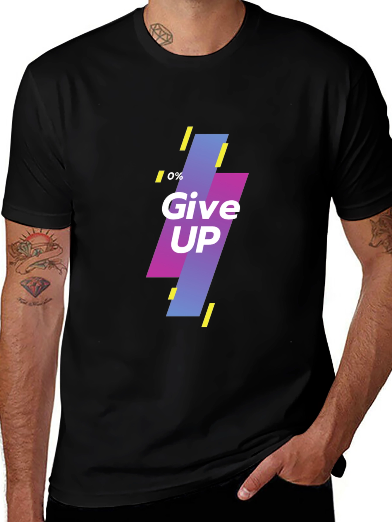 Variant 28 of Motivational 'Never Give Up' Black T-Shirt