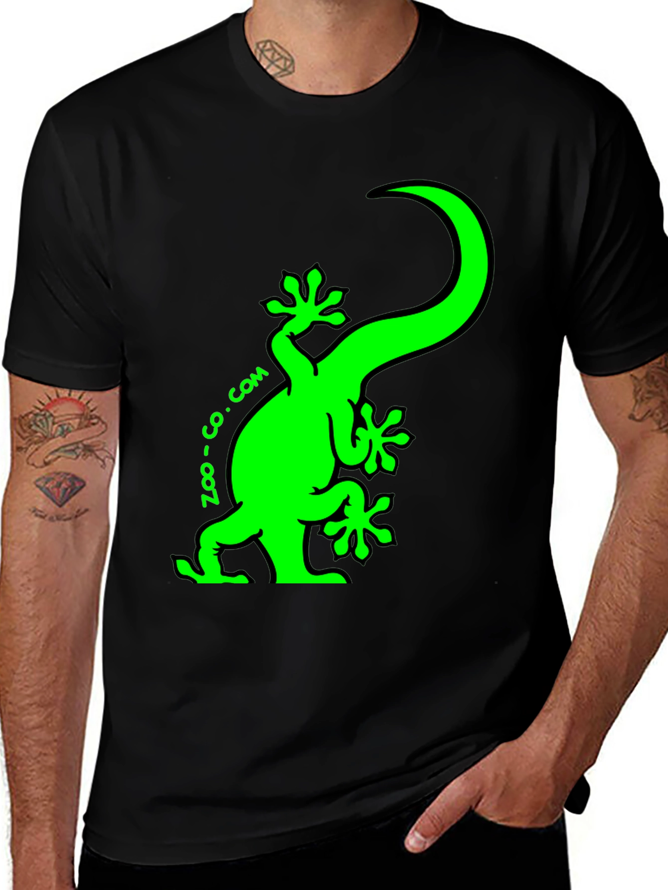 Variant 15 of Zoo-co.com Gecko Graphic Tee - Fun Black T-Shirt