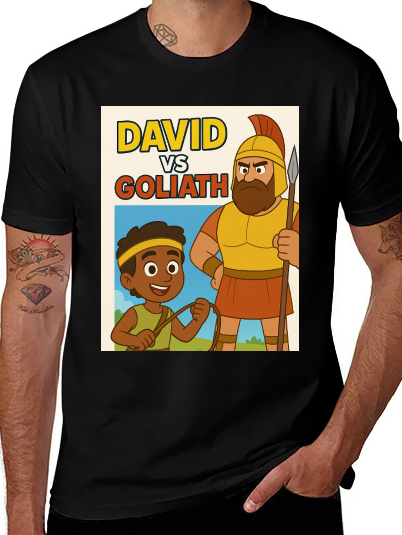 David vs Goliath Cartoon T-Shirt