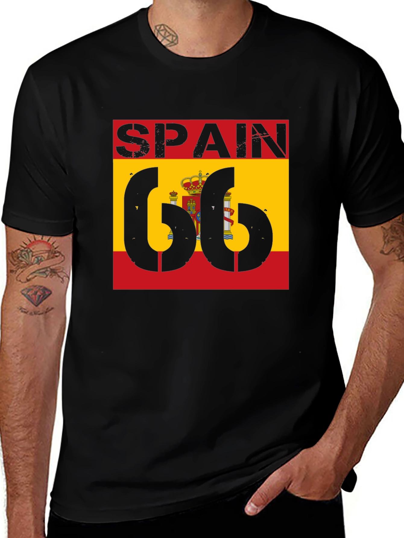 Variant 3 of Spain Flag 66 Black T-Shirt