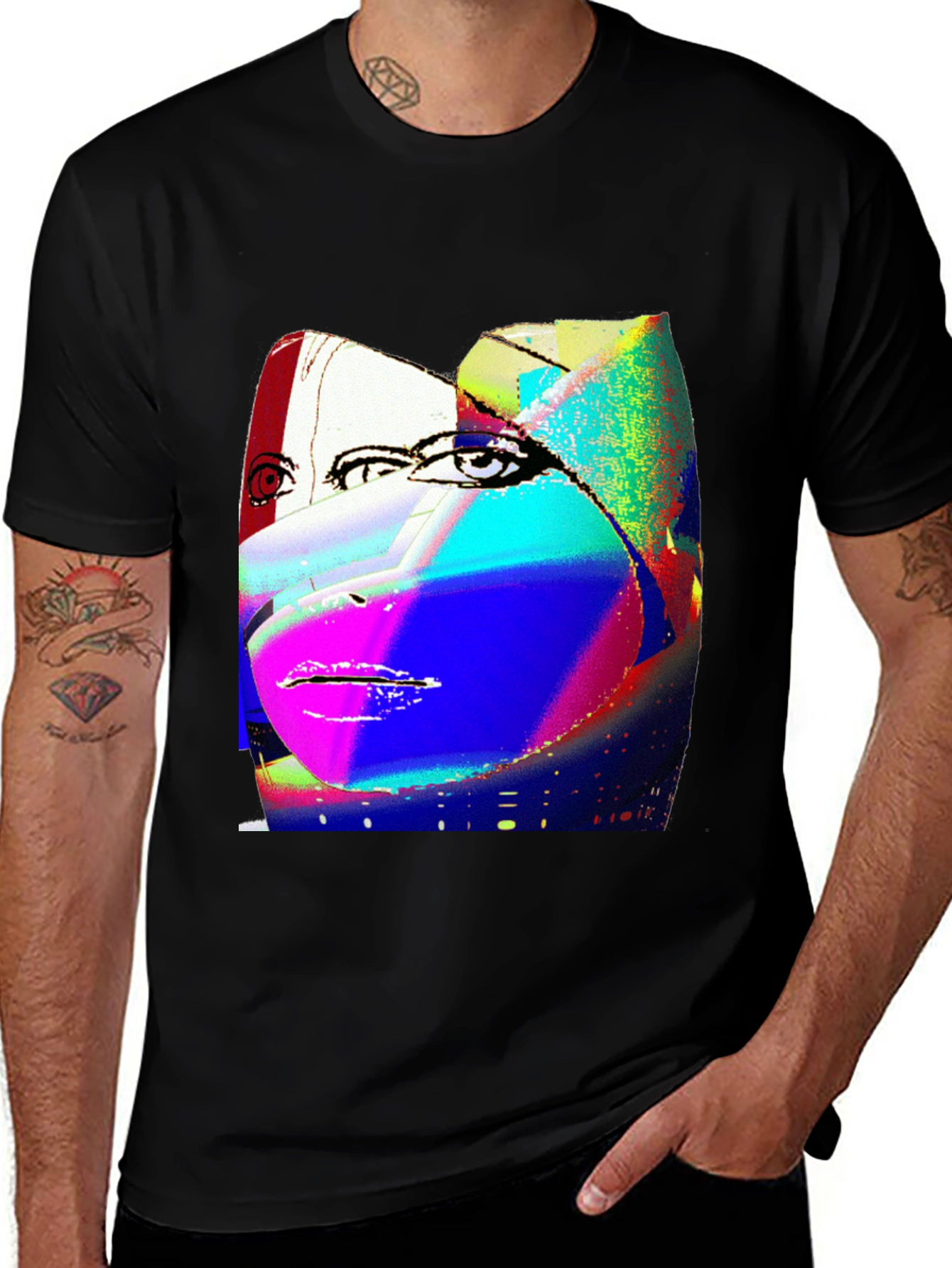Variant 19 of Abstract Face Graphic Black Tee