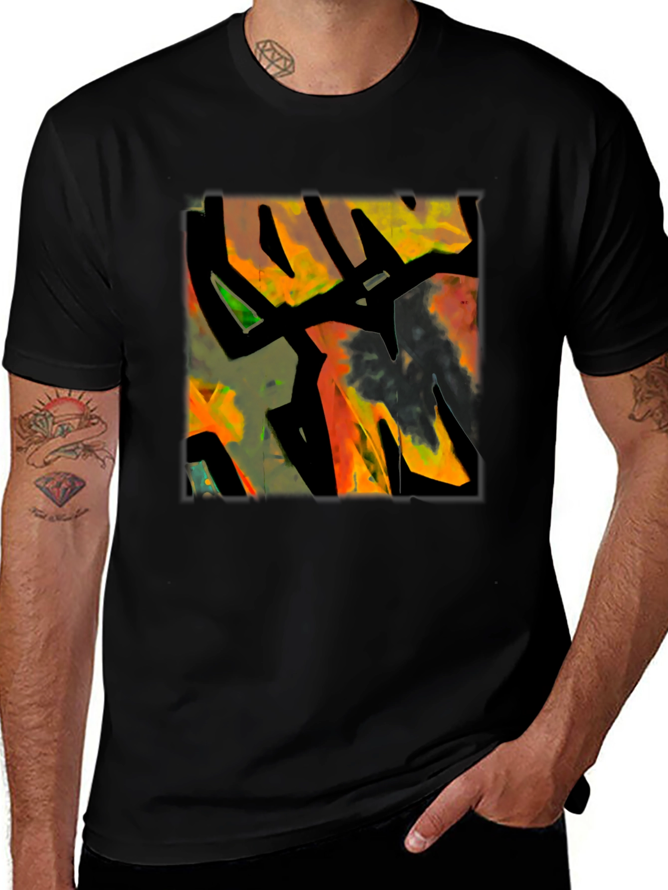 Variant 11 of Abstract Graphic Print Black T-Shirt