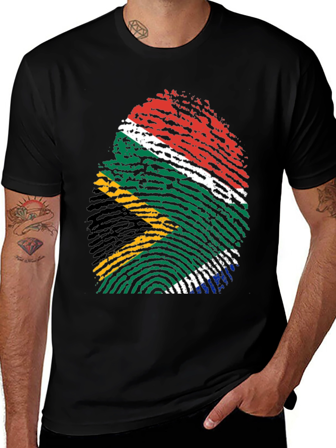 South Africa Flag Fingerprint T-Shirt
