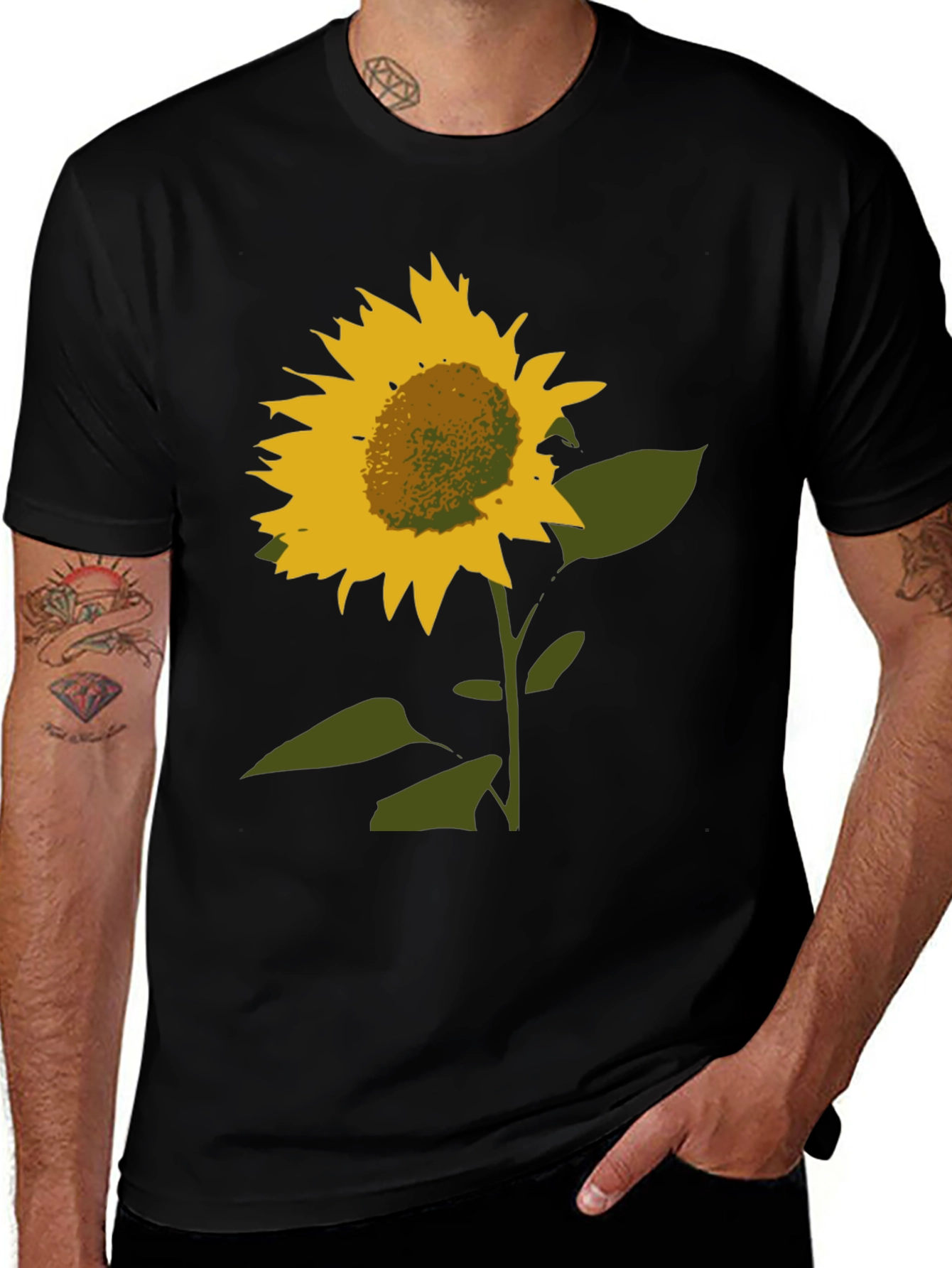 Variant 9 of Sunflower Graphic Tee - Stylish Black Cotton Shirt