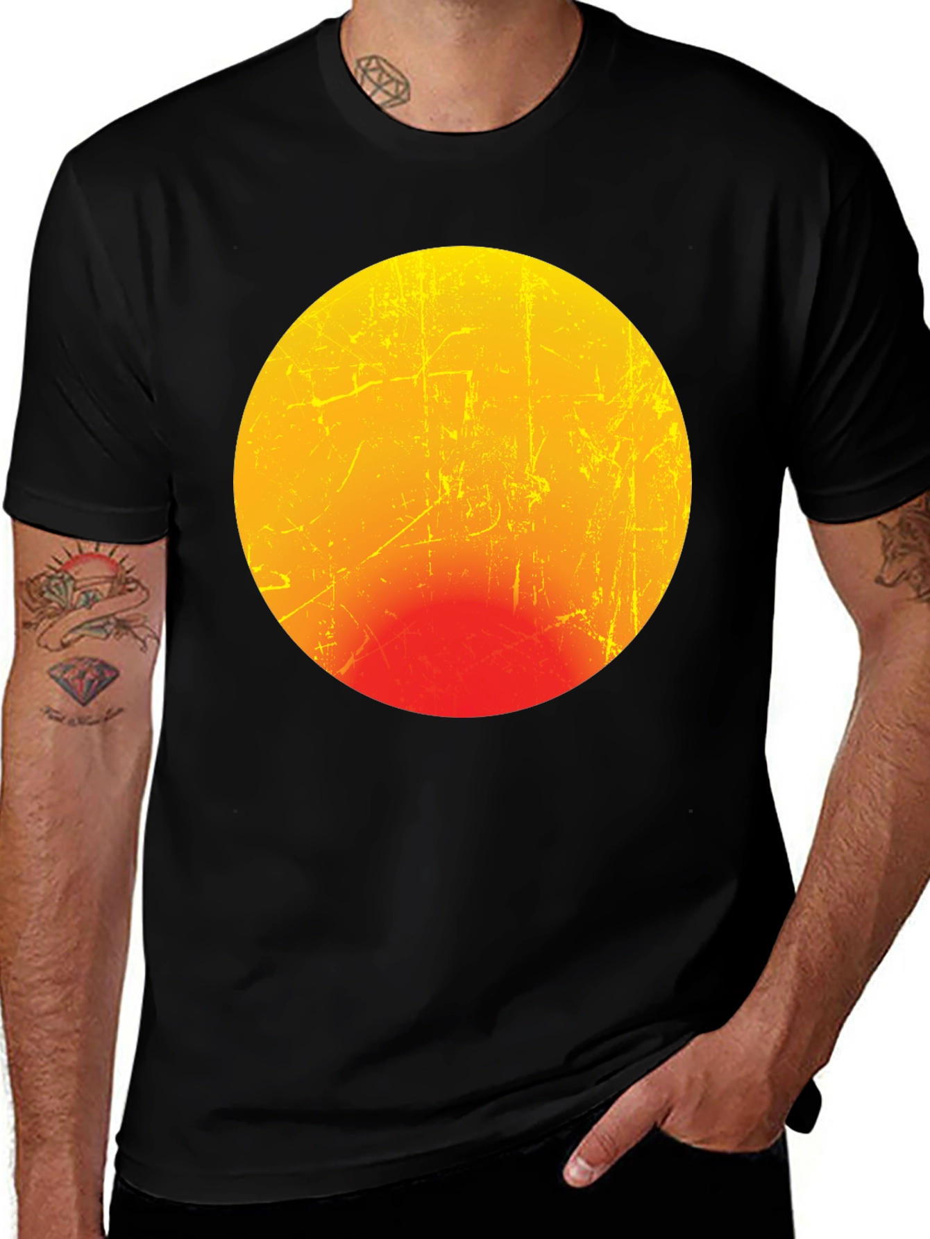 Retro Sun Graphic Black T-Shirt