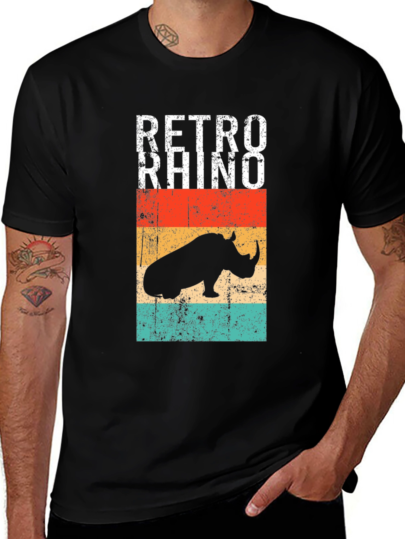 Variant 11 of Retro Rhino Graphic T-Shirt - Vintage Style