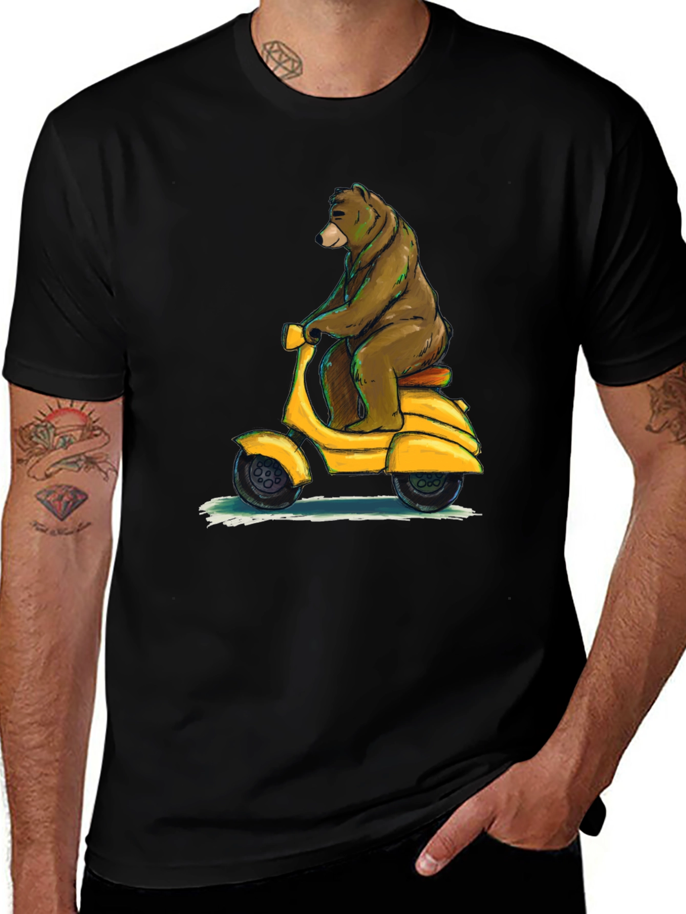 Variant 12 of Bear on Scooter T-Shirt - Fun Graphic Tee
