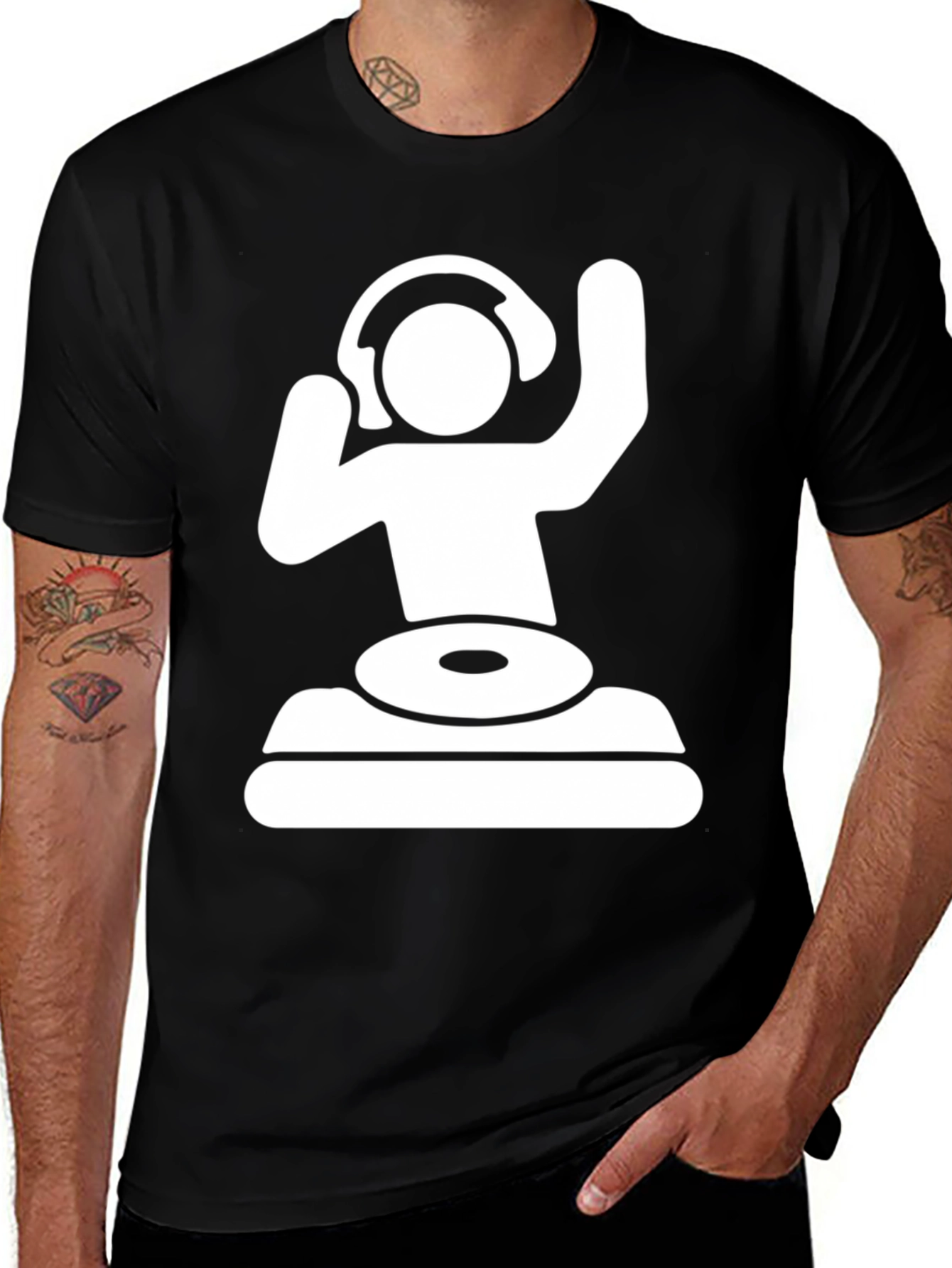 Variant 2 of DJ Graphic Tee - Black Crew Neck T-Shirt