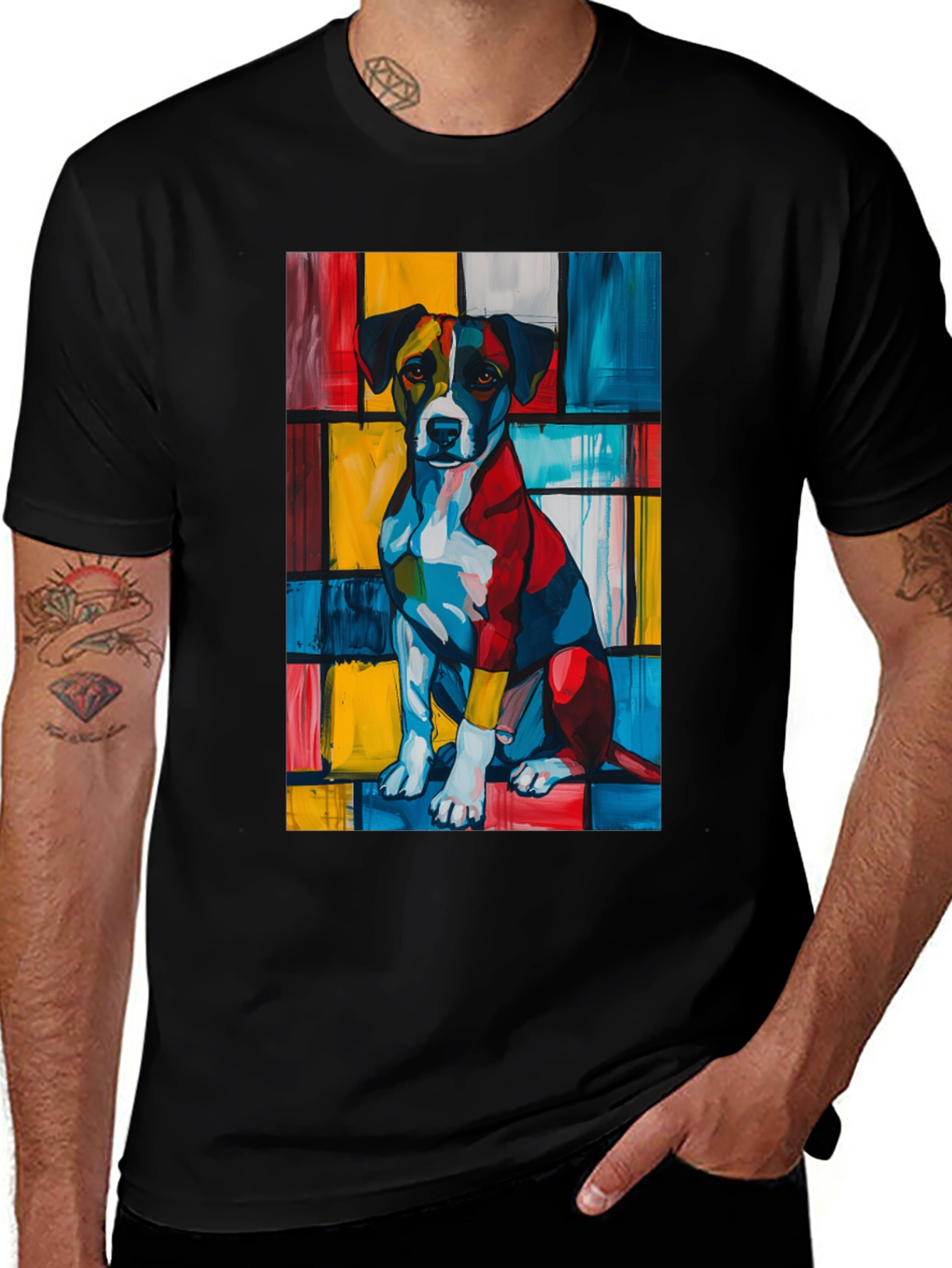 Variant 9 of Abstract Dog Art Black T-Shirt