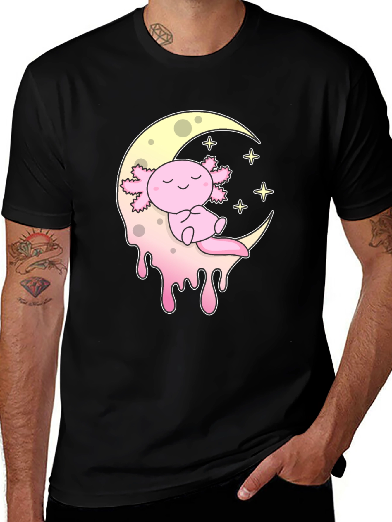 Variant 21 of Axolotl Moon T-Shirt - Kawaii Pink Salamander Tee