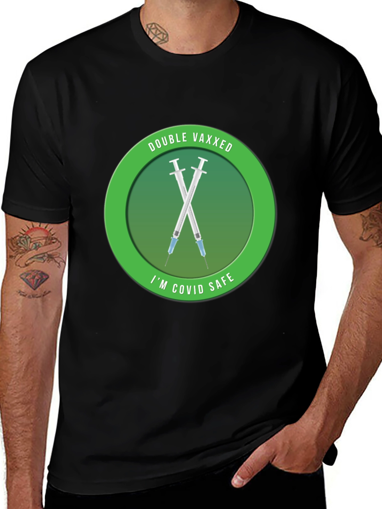 Variant 27 of Double Vaxxed COVID Safe T-Shirt