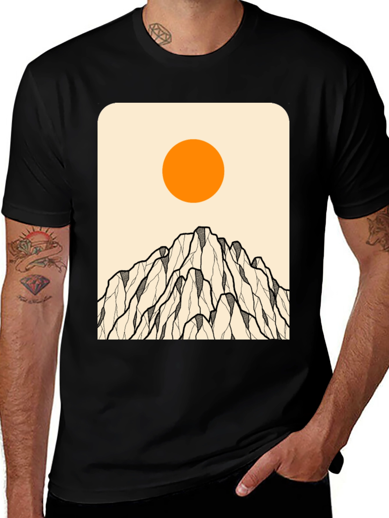 Variant 16 of Minimalist Mountain & Sun Graphic Tee