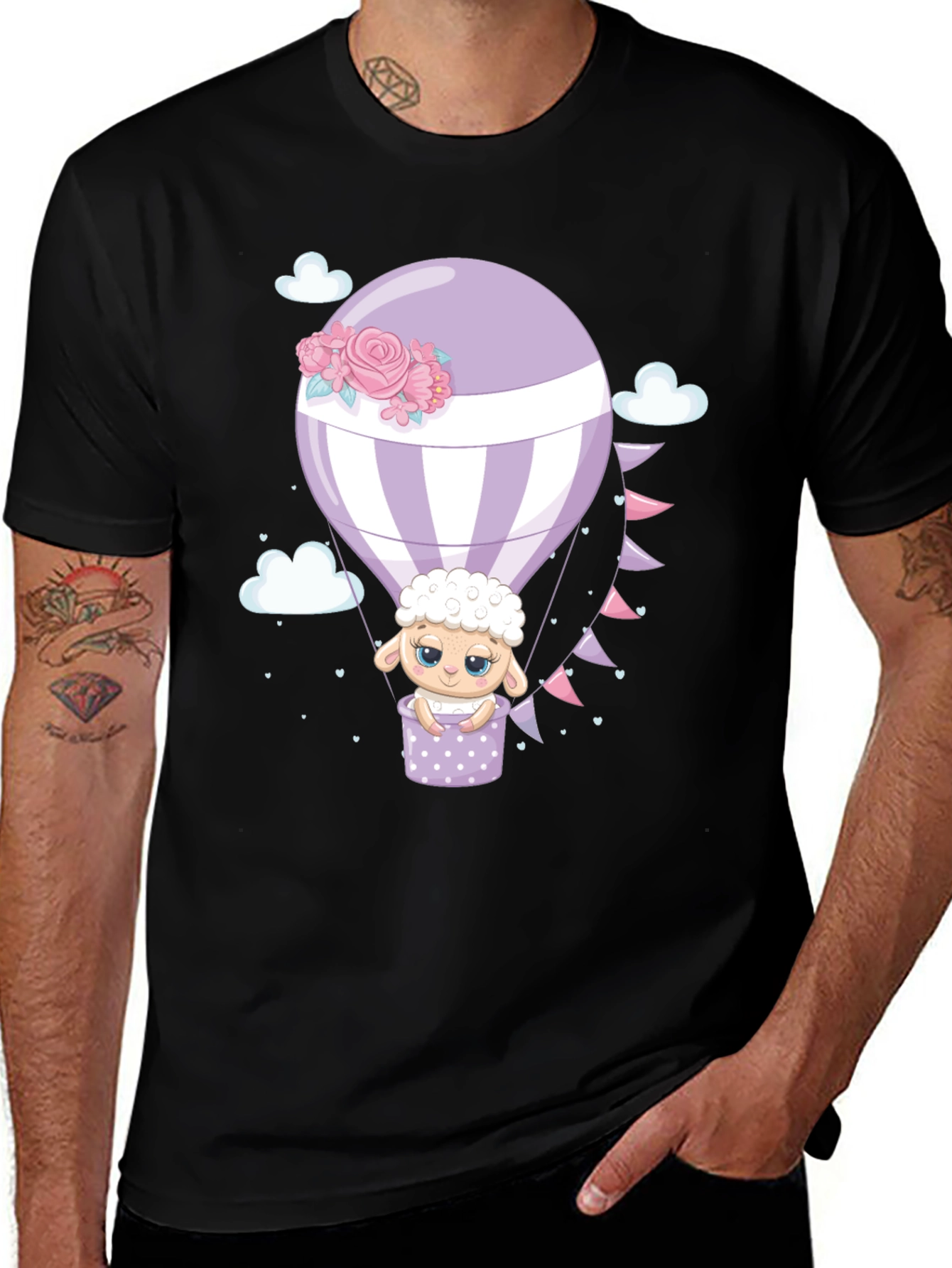Variant 30 of Cute Lamb Hot Air Balloon Graphic Tee