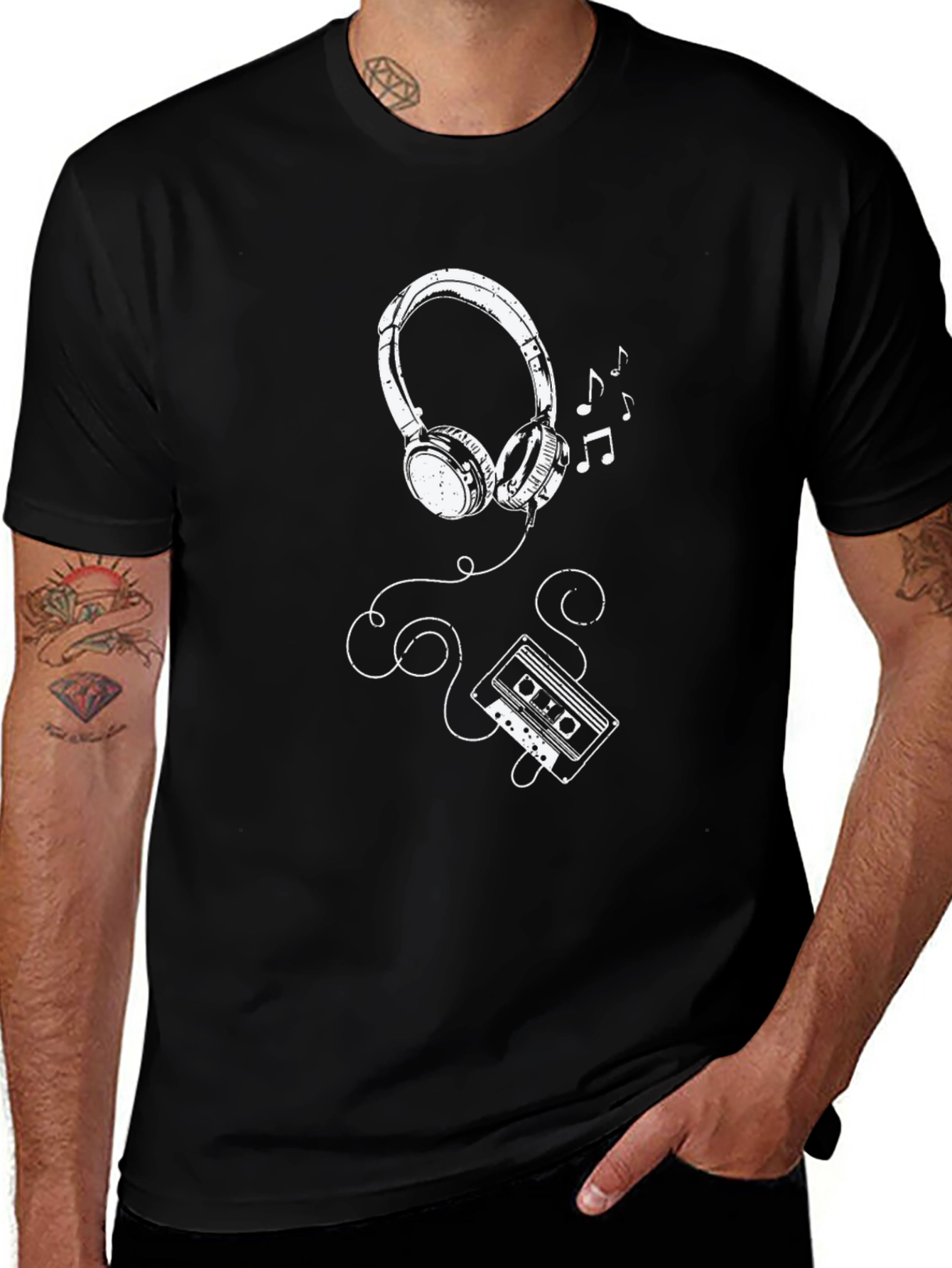 Variant 12 of Retro Music T-Shirt - Headphones & Cassette Design