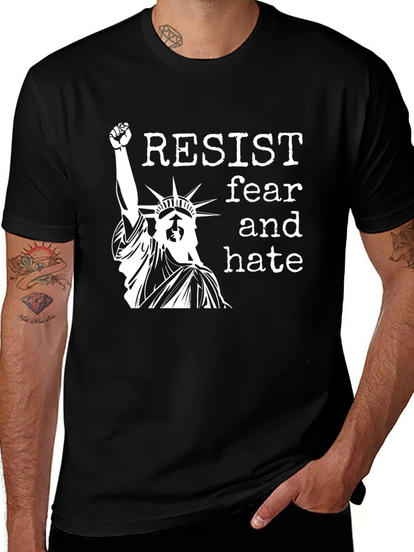 Variant 18 of Resist Fear & Hate Black Graphic T-Shirt