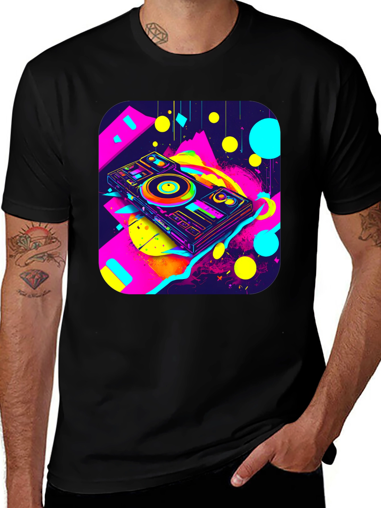 Variant 16 of Neon DJ Turntable Graphic T-Shirt