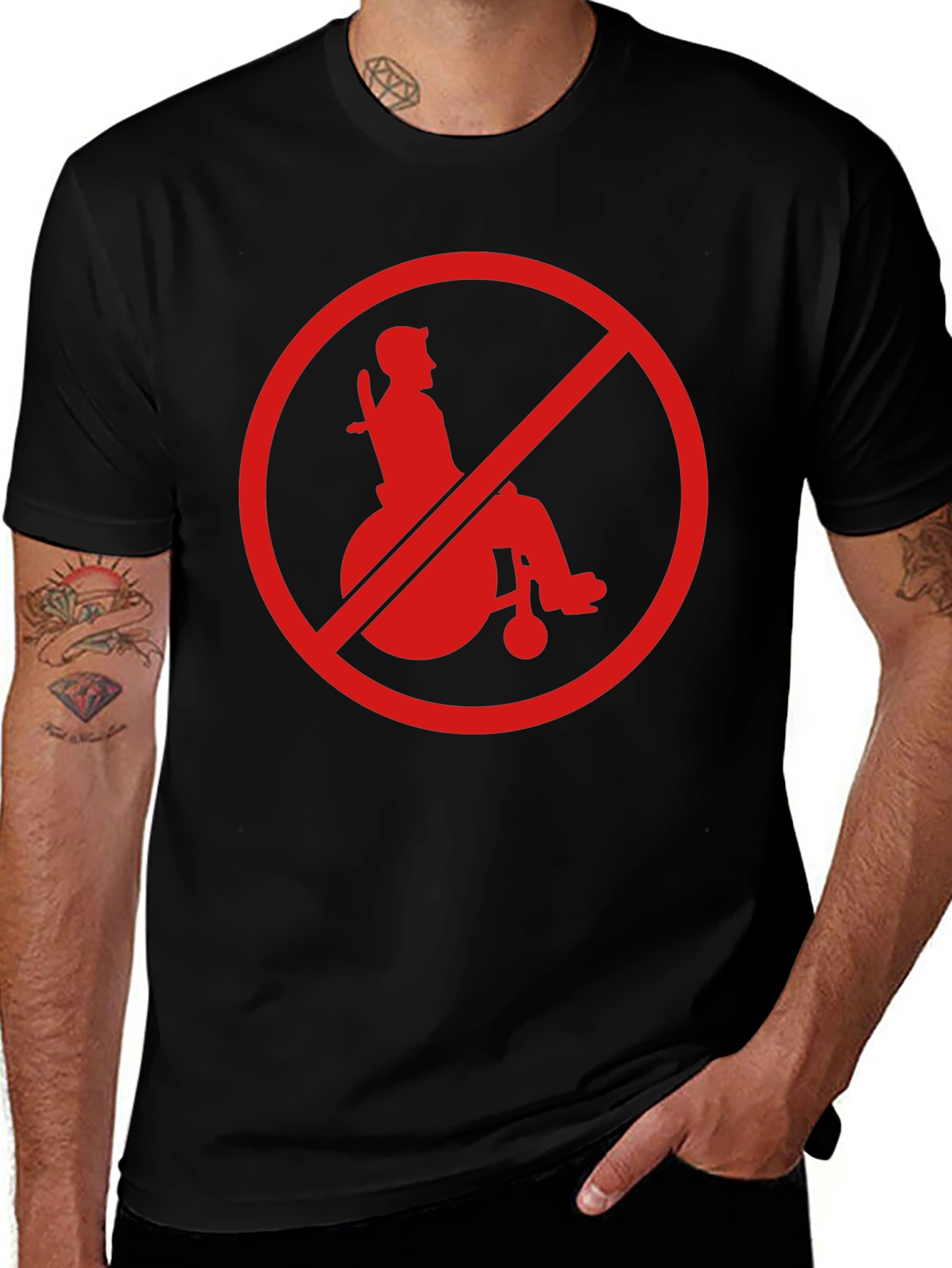 Variant 8 of Edgy "No Wheelchair" Graphic T-Shirt