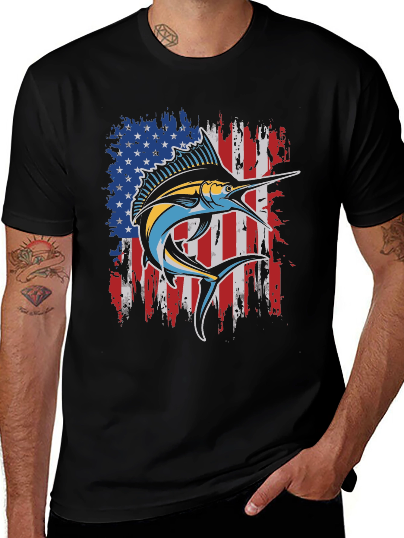 Marlin USA Flag Graphic T-Shirt