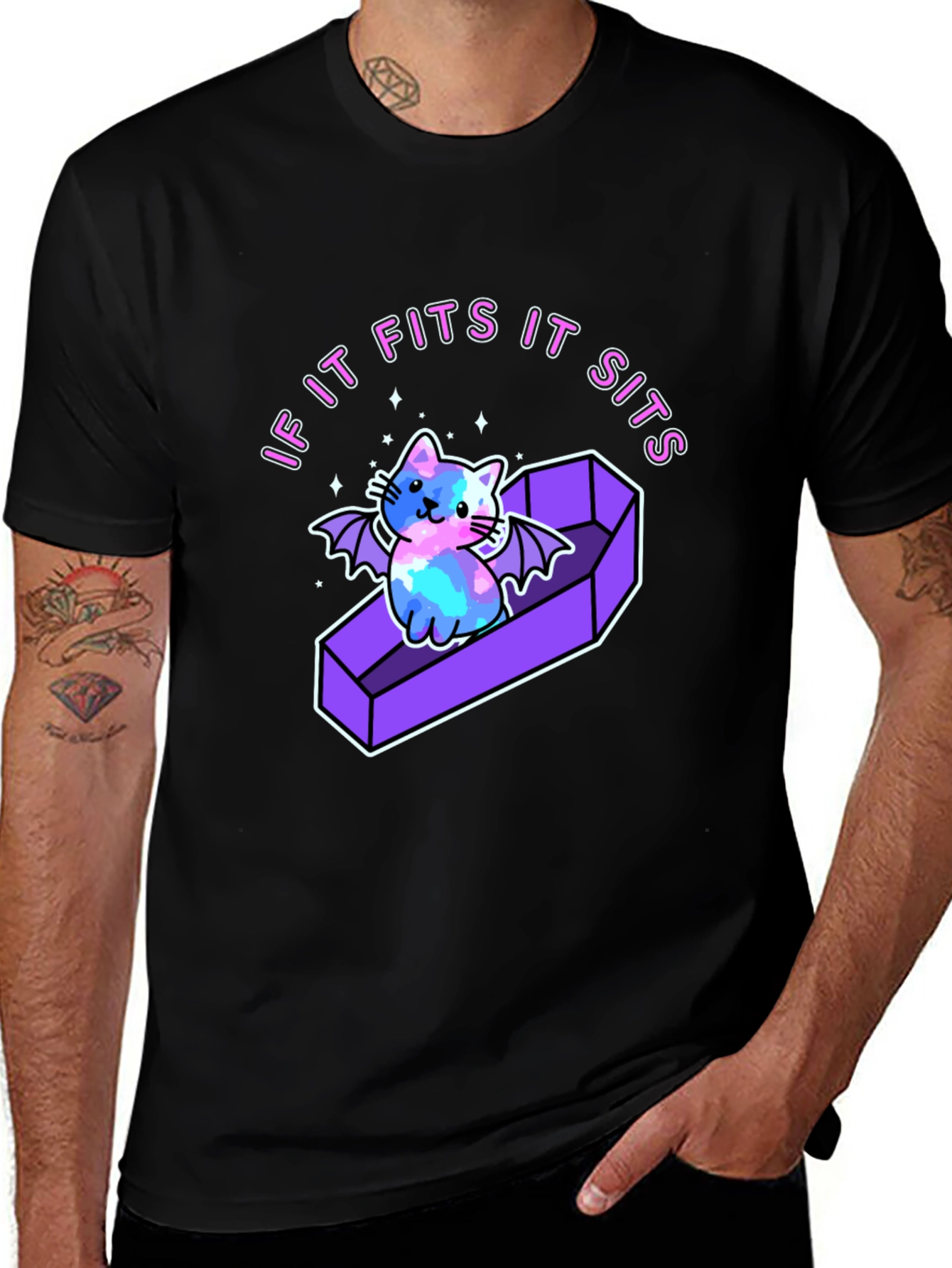 If It Fits It Sits Cat Coffin T-Shirt