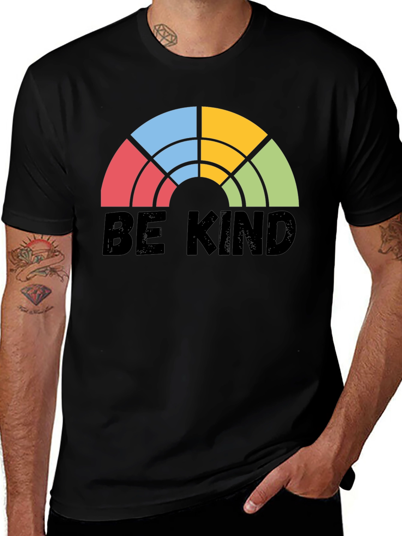 Variant 19 of Be Kind Rainbow Graphic Tee - Soft Cotton Comfort Fit