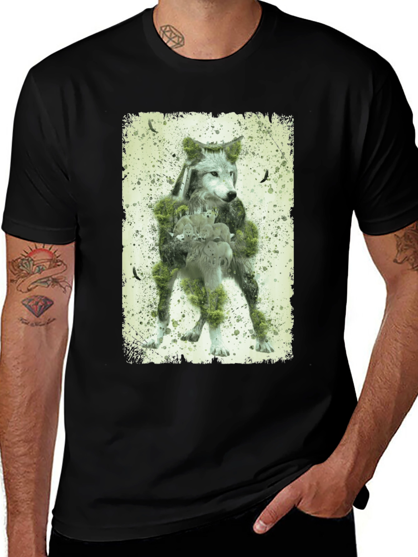Wolf Forest Graphic T-Shirt - Nature Design Tee